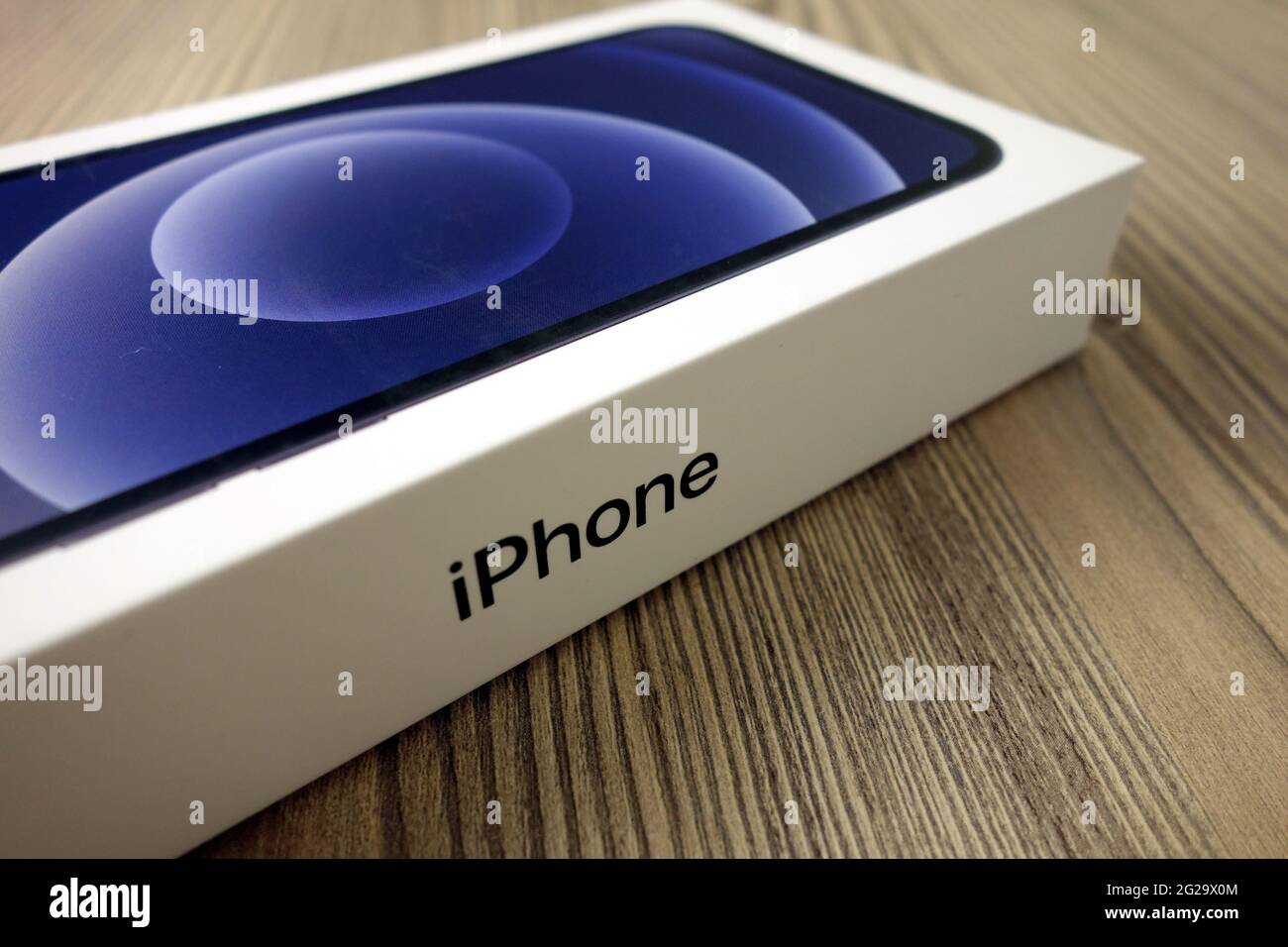 KONSKIE, POLONIA - 22 novembre 2020: Confezione con il nuovo smartphone iphone 12 Foto Stock