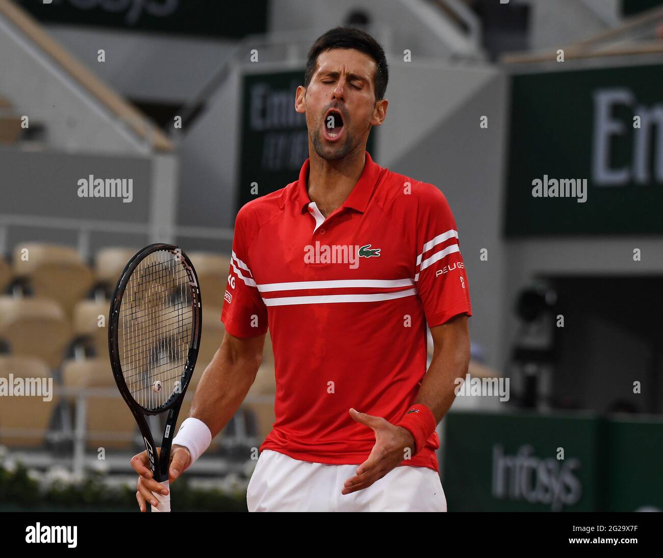 Parigi, fra. 09 giugno 2021. Parigi, Roland Garros, Francese Open Day 11 09/06/2021 Novak Djokovic (quartiere SRB finale della partita Credit: Roger Parker/Alamy Live News Foto Stock