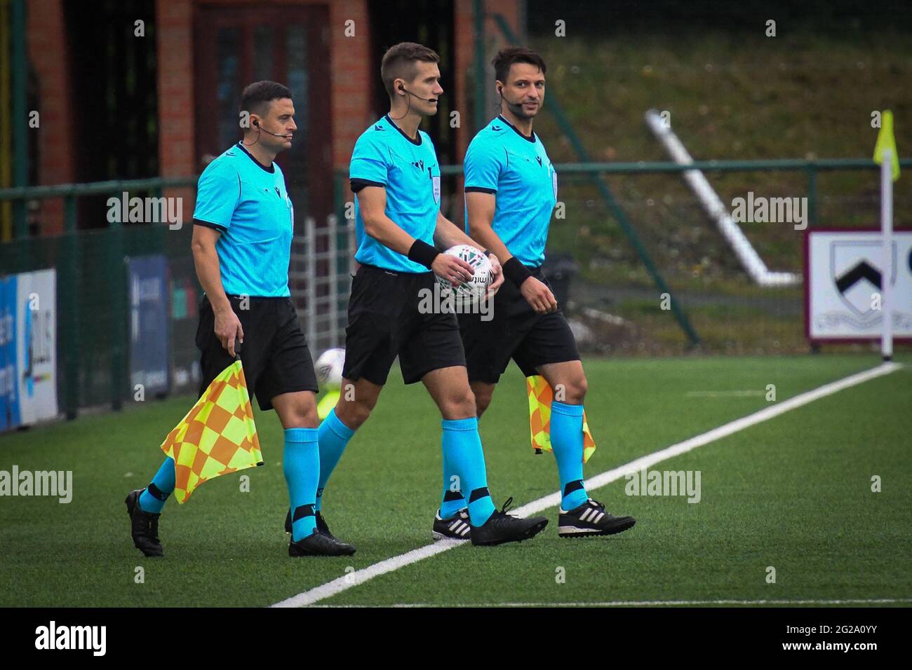 Oswestry, Inghilterra. 27 agosto 2020. UEFA Europa League prima partita di qualificazione tra i nuovi Santi e MSK Zilina. Foto Stock