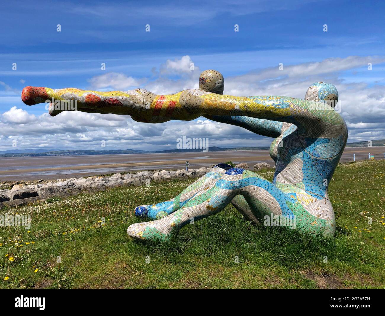 Venere e Cupid Sculpture a Morecambe Bay Foto Stock