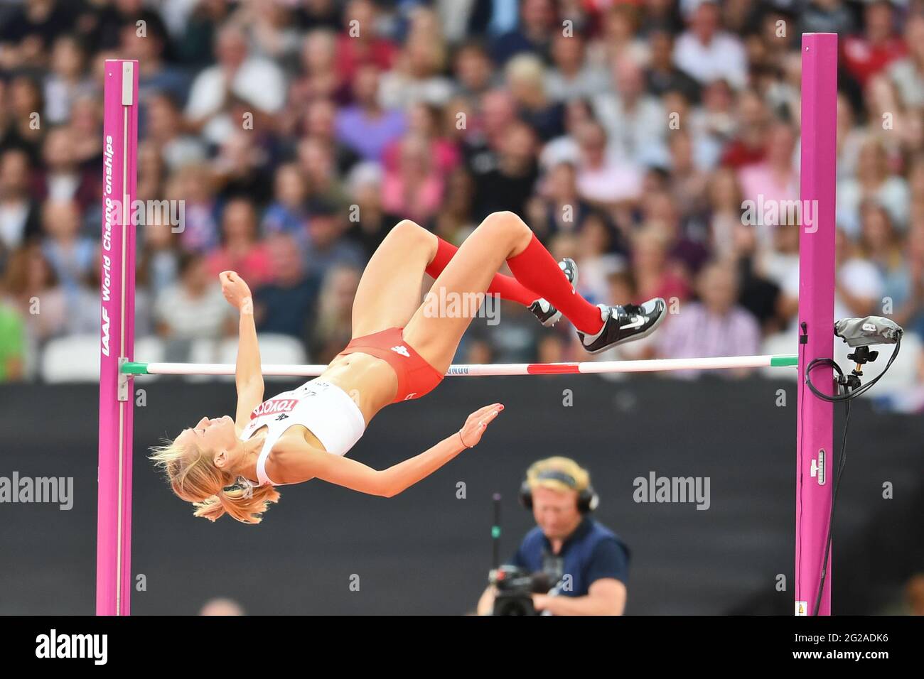 Kamila Licwinko (Polonia). High Jump Donne, medaglia di bronzo. Campionato del mondo IAAF Londra 2017 Foto Stock