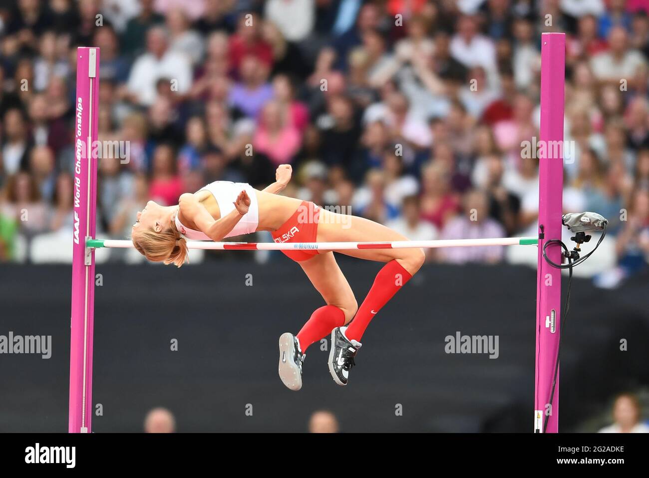 Kamila Licwinko (Polonia). High Jump Donne, medaglia di bronzo. Campionato del mondo IAAF Londra 2017 Foto Stock