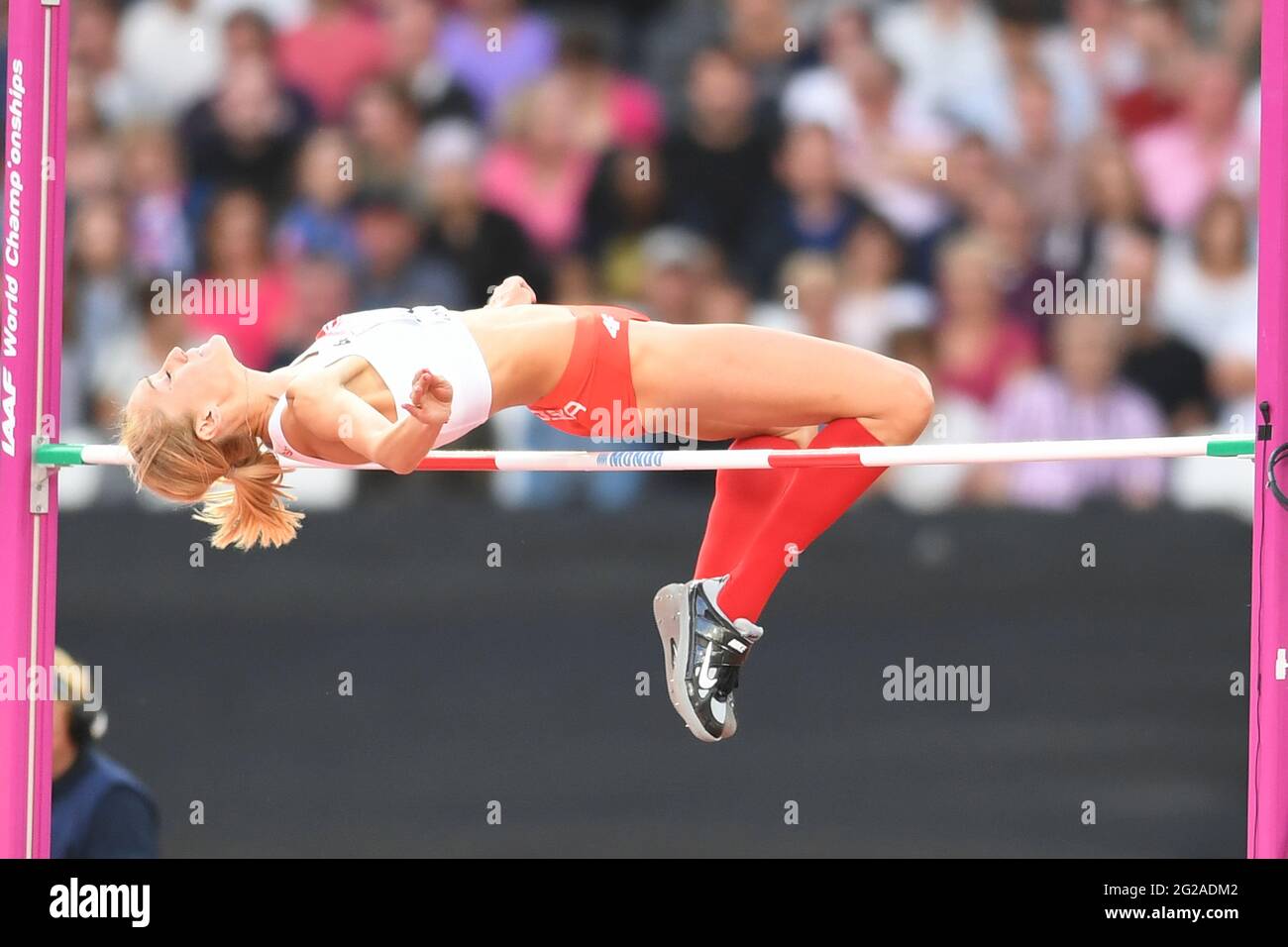 Kamila Licwinko (Polonia). High Jump Donne, medaglia di bronzo. Campionato del mondo IAAF Londra 2017 Foto Stock