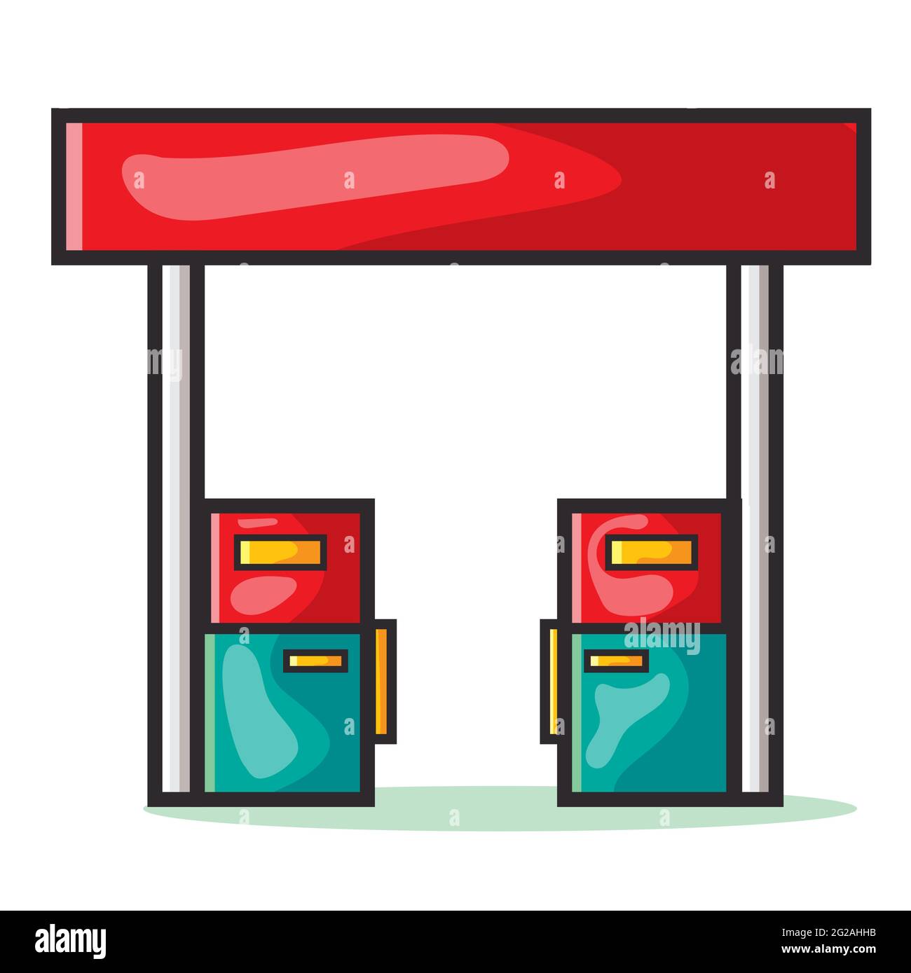 illustrazione vettoriale della costruzione della stazione di servizio in stile piatto Illustrazione Vettoriale