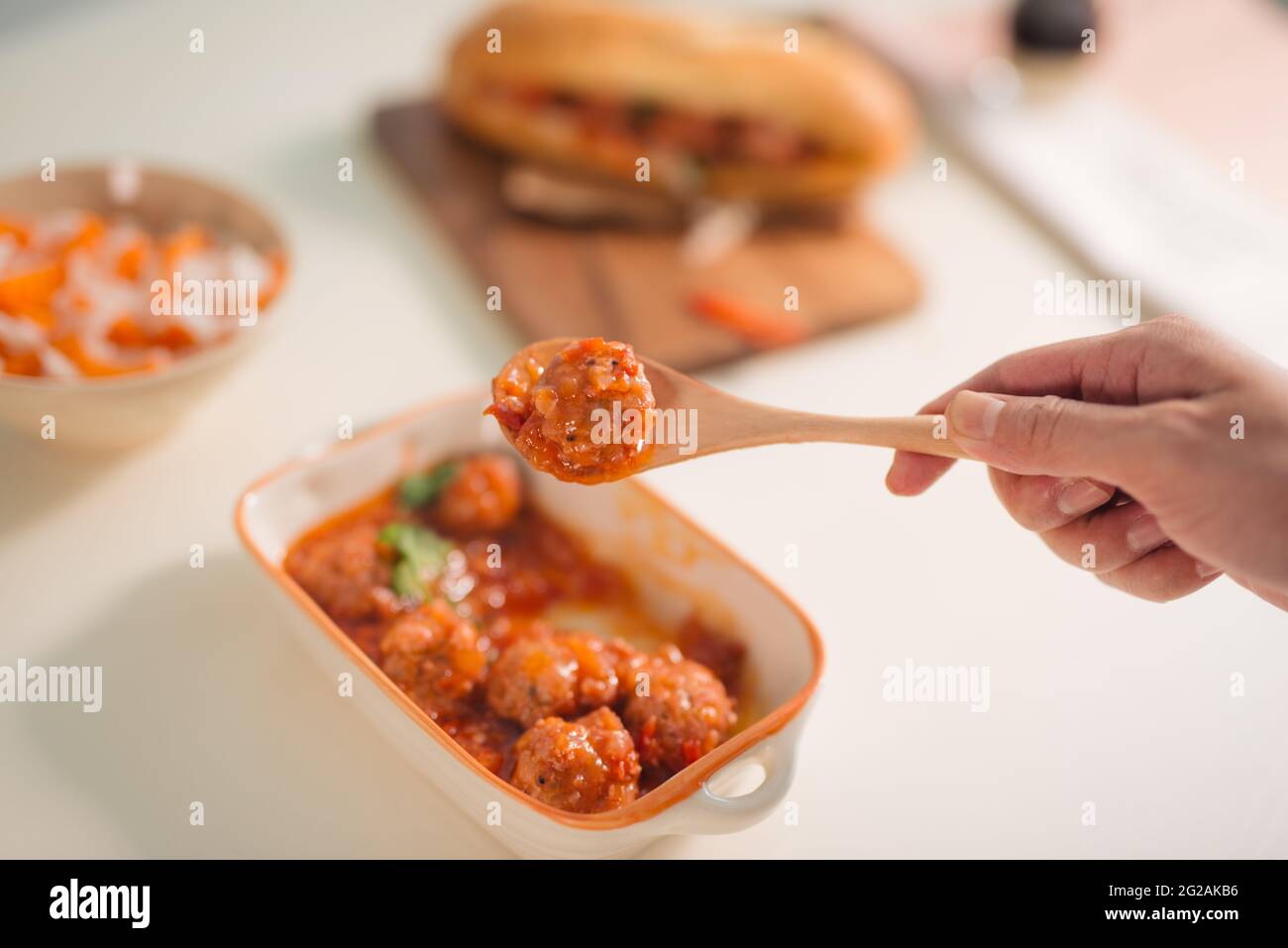 Sandwich fatti in casa con polpettine di carne Foto Stock