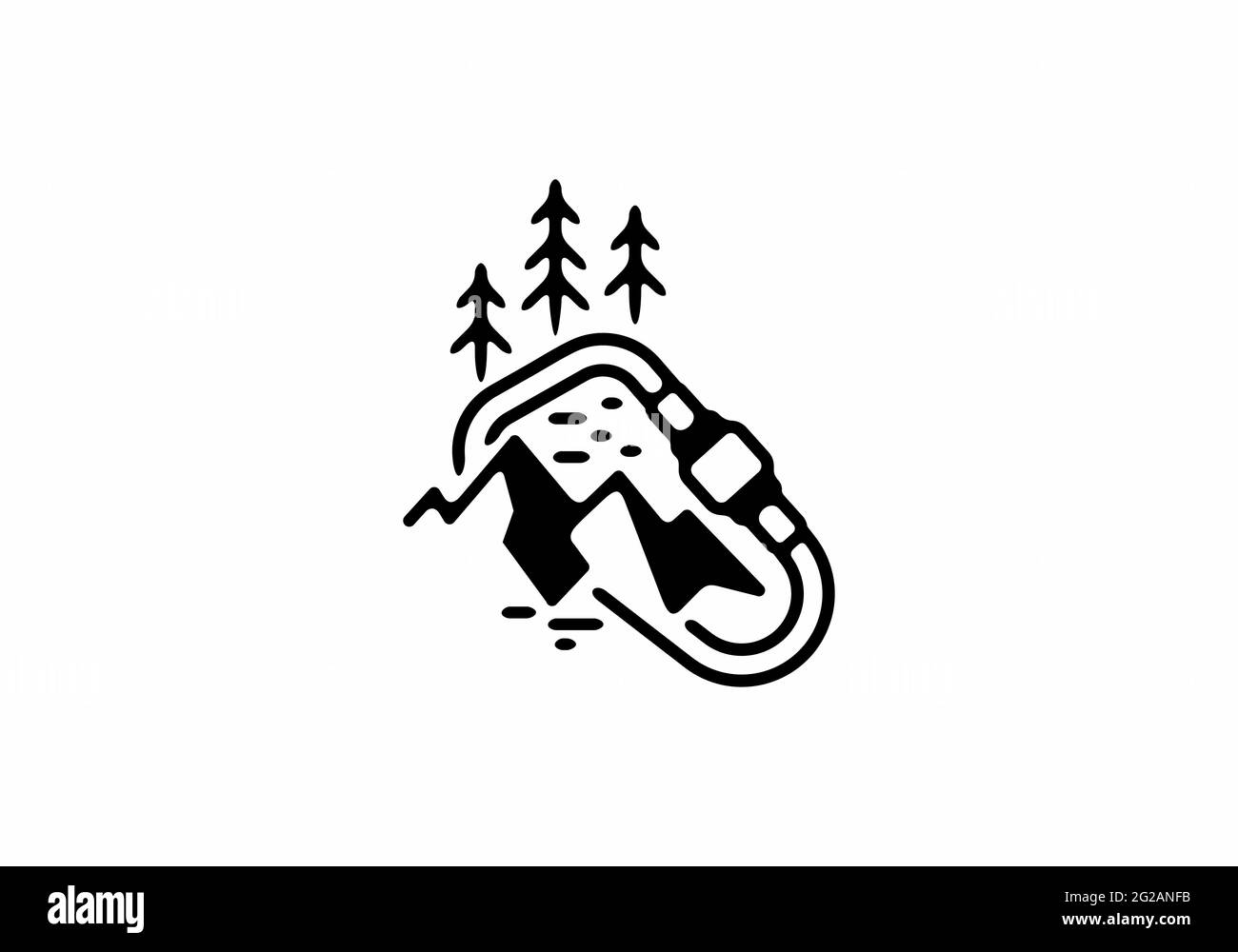 Moschettone esterno linea art badge design Illustrazione Vettoriale