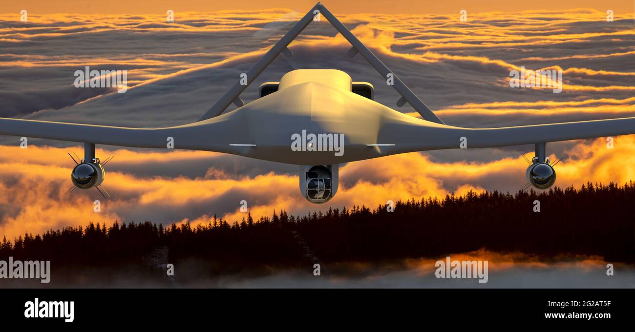 Bayraktar TB2 - veicolo aereo da combattimento turco senza equipaggio (UCAV), CLASSE MASCHILE (Media-Altitude Long-Endurance) prodotto da Baykar Makina. Foto Stock