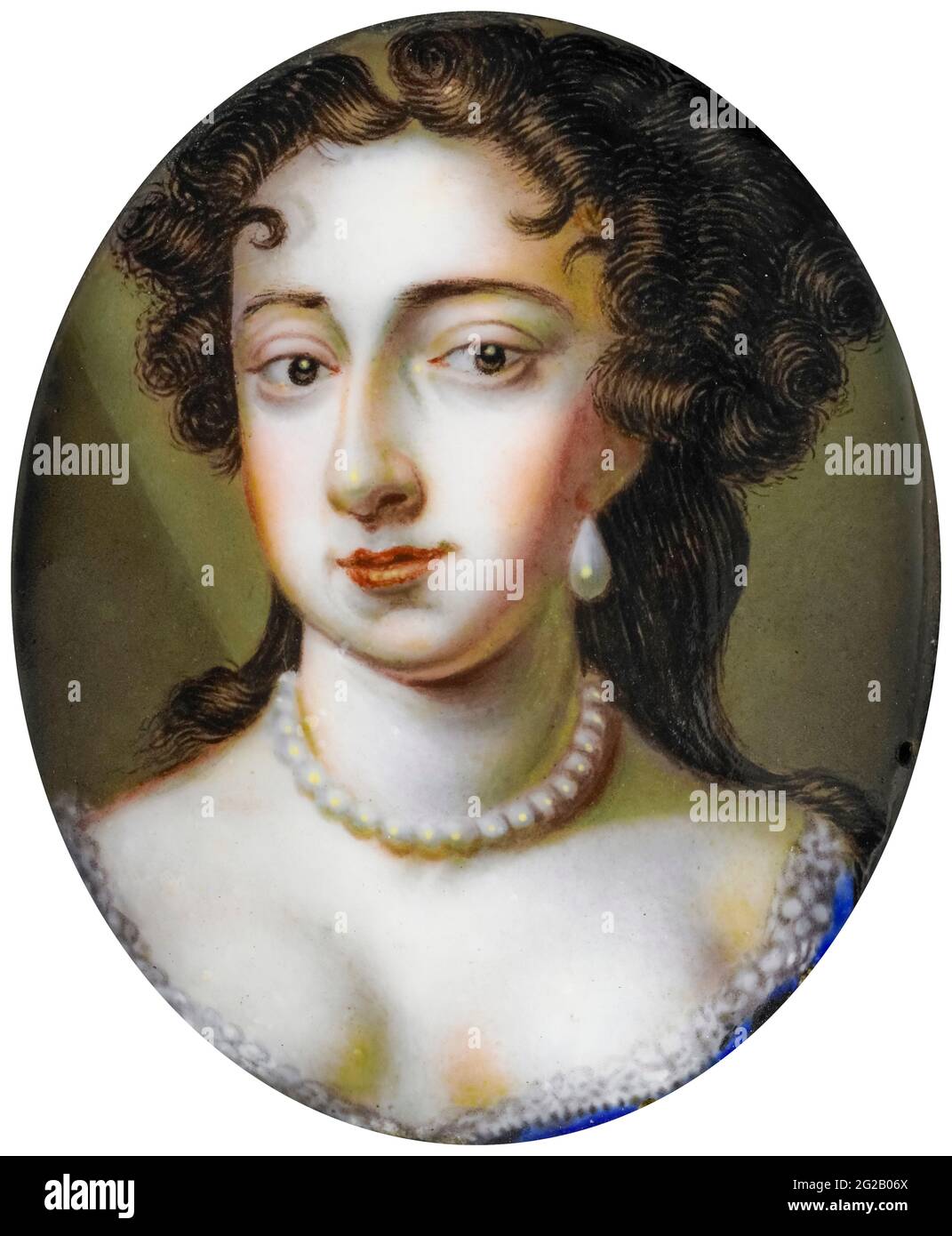 Mary Stuart (1662-1694) (Maria II d'Inghilterra), Regina d'Inghilterra, Scozia e Irlanda, ritratto in miniatura di Circle of Charles Boit After Willem Wissing, 1689-1727 Foto Stock