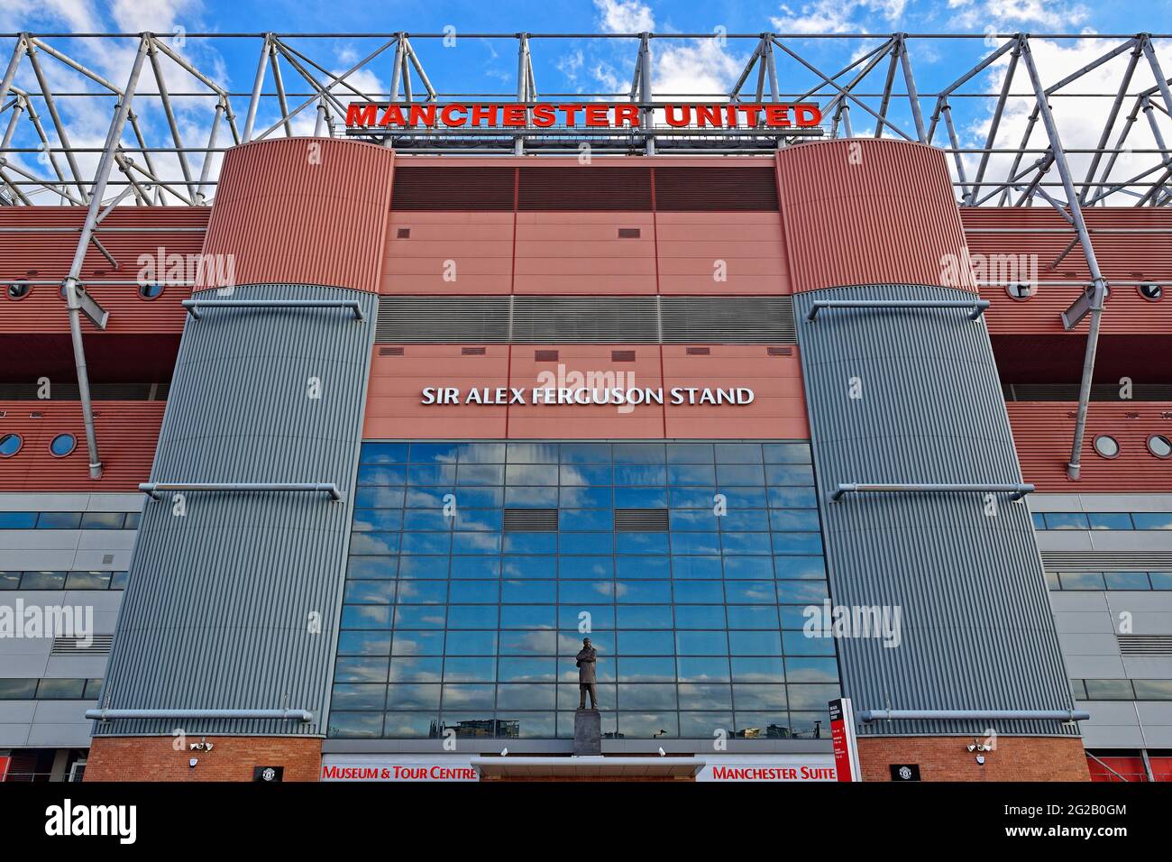 Sir Alex Ferguson Stand, Old Trafford Stadium, sede del Manchester United Football Club, Inghilterra, Regno Unito Foto Stock
