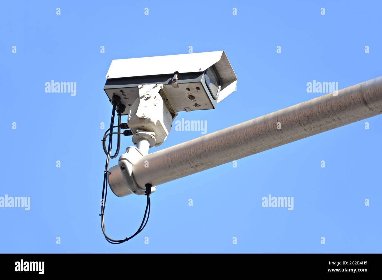 CCTV su sfondo blu Foto Stock