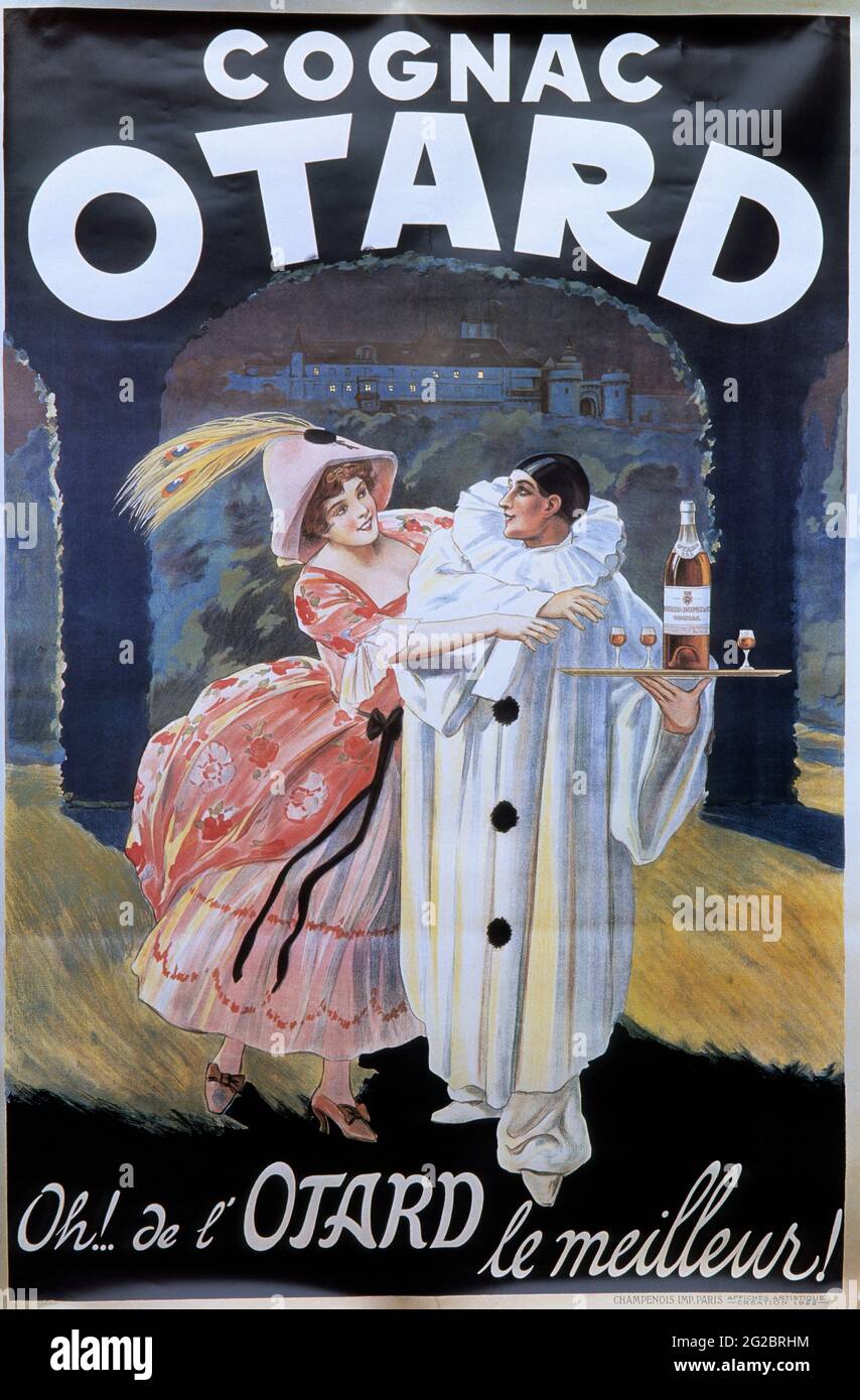 FRANCIA. CHARENTE (16) COGNAC VIGNETO. CITTÀ DEL COGNAC. COGNAC OTARD CASA E CASTELLO. VECCHIO POSTER PER LA CAMPAGNA PUBBLICITARIA OTARD Foto Stock