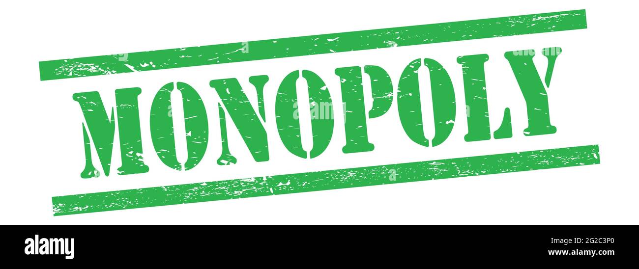 Testo MONOPOLISTICO sul francobollo verde in gomma vintage. Foto Stock