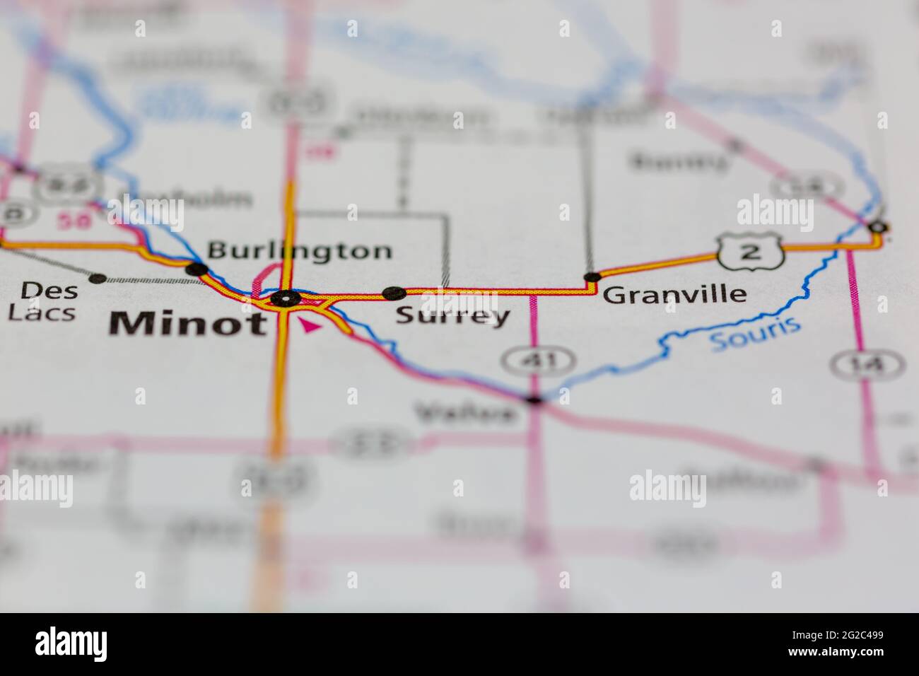 Surrey North Dakota USA mostra una mappa stradale o una mappa geografica Foto Stock