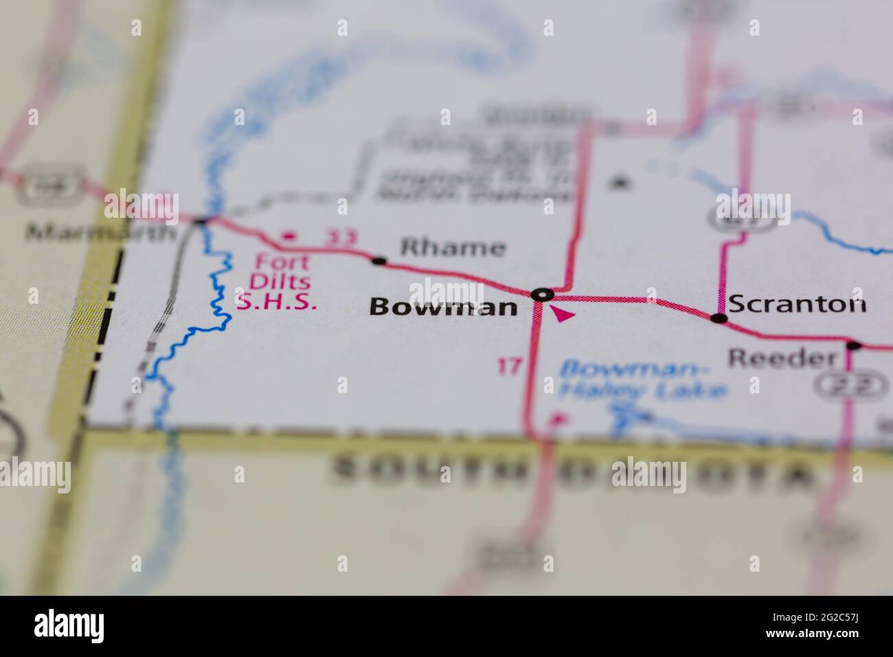 Bowman North Dakota USA mostra una mappa stradale o una mappa