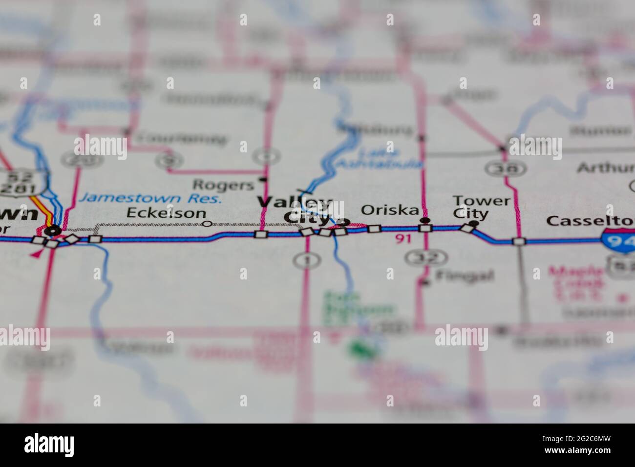 Valley City North Dakota USA mostra una mappa stradale o una mappa geografica Foto Stock