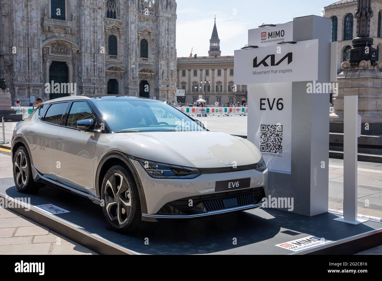 Milano, Italia. 10 giugno 2021. Kia EV 6- MILANO, ITALIA, il Motor Show di Milano Monza, dal 10 al 13 Giugno 2021 a Milano e Monza e presenterà le novità dei 60 costruttori di auto e moto partecipanti. Con un formato democratico, in cui i marchi esporranno le loro vetture su stand uguali, MIMO vuole dare un segnale di riavviamento al mondo della fiera e del settore automobilistico, con un libero accesso e una mostra sicura. Foto Stock