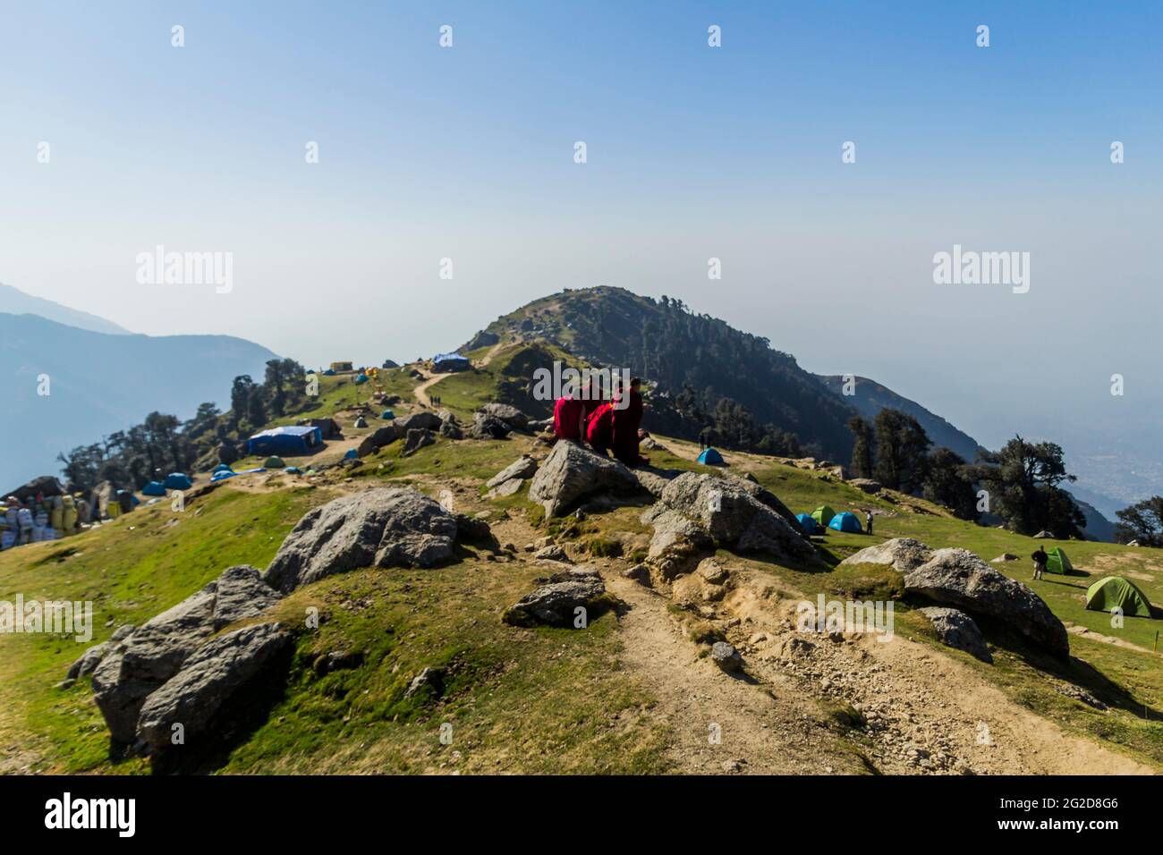 Triund TOP, Dharamshala, Himachal Pradesh Foto Stock