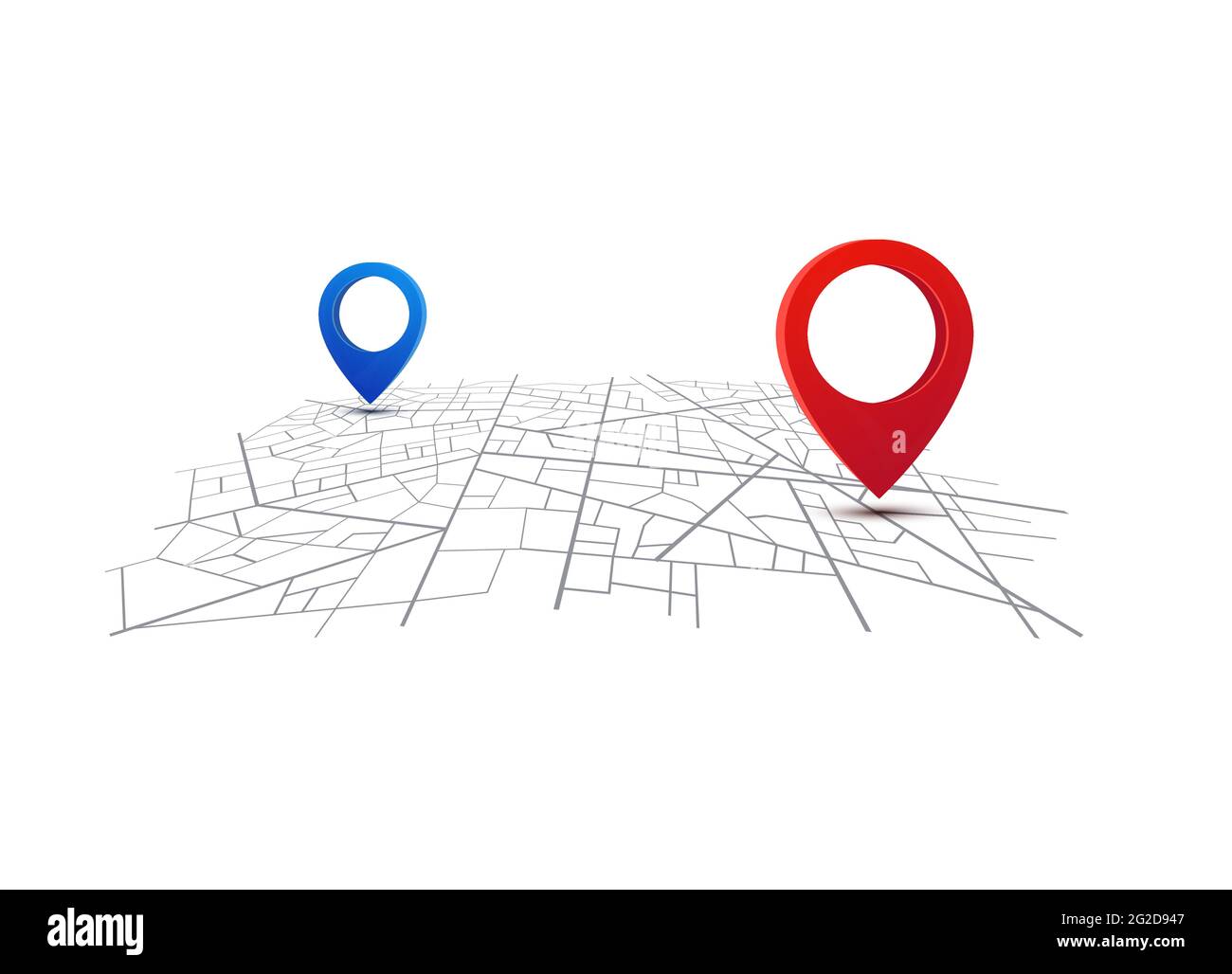 Navigazione GPS con mappa. Mappa stradale della città con perni. App Route Dashboard. Navigatore percorso vettoriale. Illustrazione Vettoriale
