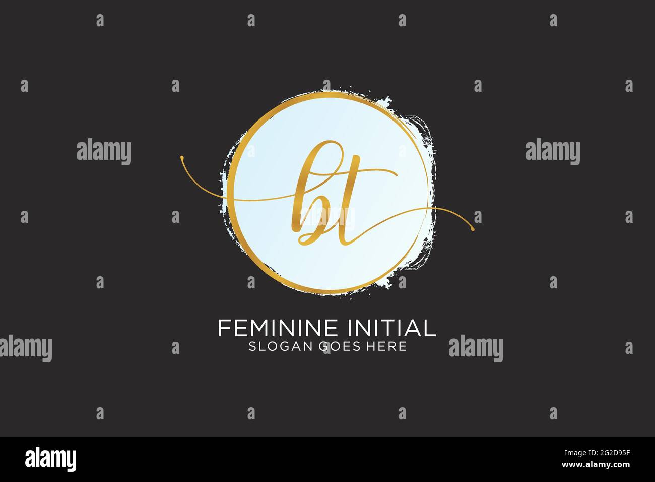 BT logo manoscritto con modello circolare firma vettoriale, matrimonio, moda, floreale e botanico con modello creativo. Illustrazione Vettoriale