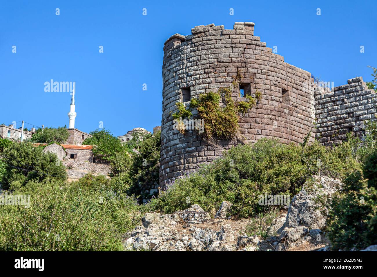 Le rovine della città antica di Assos in Turchia. Foto Stock