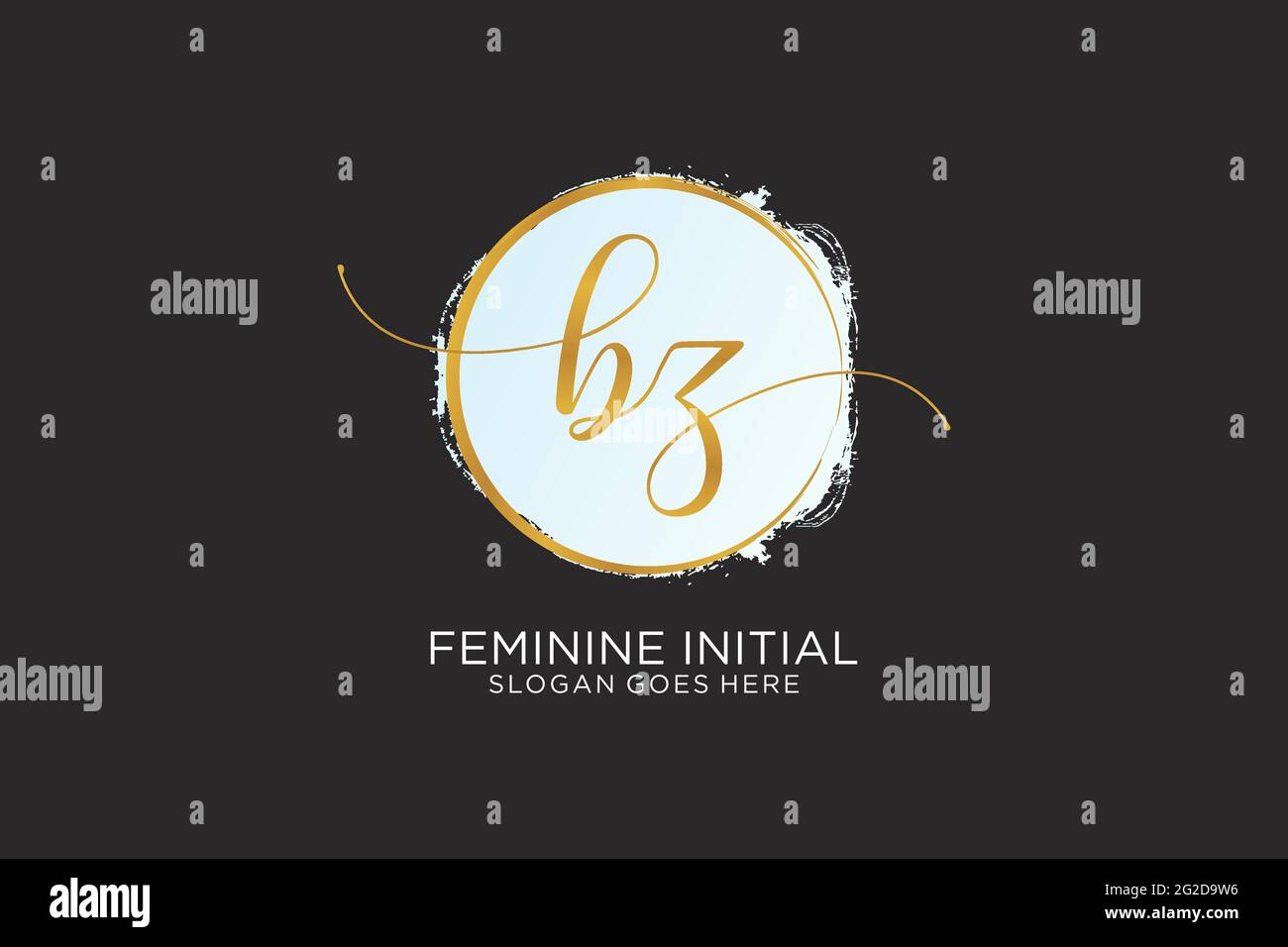 Logo BZ manoscritto con dima circolare firma vettoriale, matrimonio, moda, floreale e botanico con modello creativo. Illustrazione Vettoriale