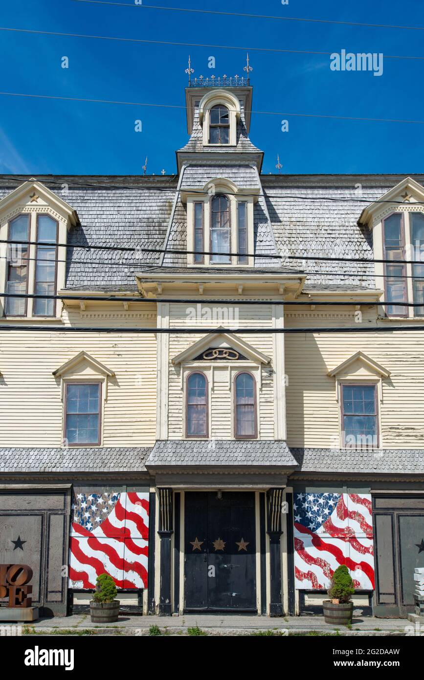 Star of Hope, Odd Fellows Lodge e casa dell'artista Robert Indiana, Vinalhaven, Maine Foto Stock