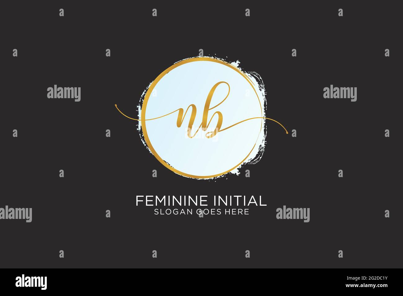 NB: Logo manoscritto con dima circolare, firma vettoriale, matrimonio, moda, floreale e botanico con dima creativa. Illustrazione Vettoriale
