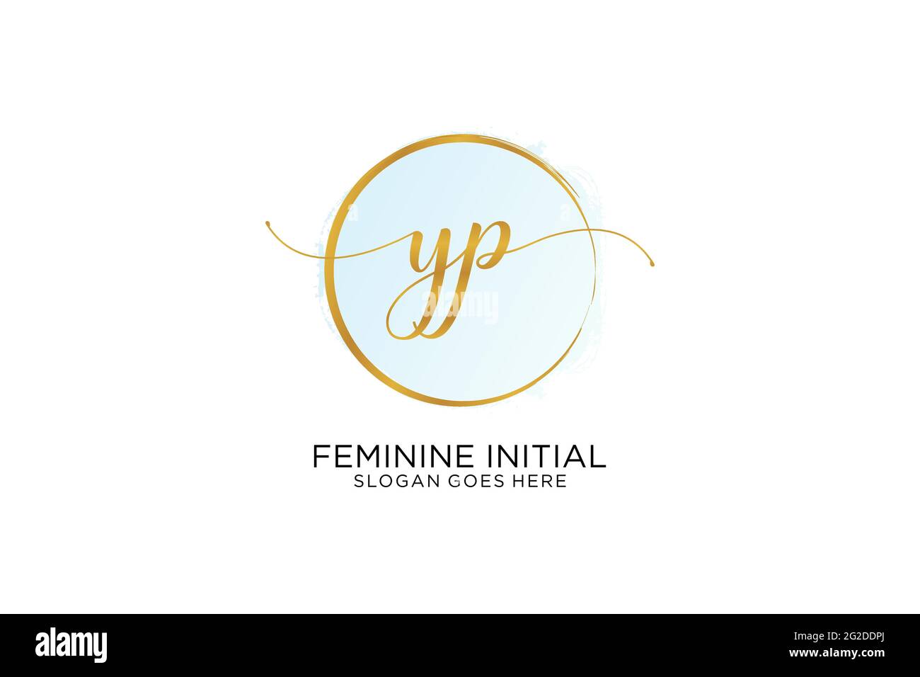 LOGO SCRITTO a mano YP con modello circolare firma vettoriale, matrimonio, moda, floreale e botanico con modello creativo. Illustrazione Vettoriale