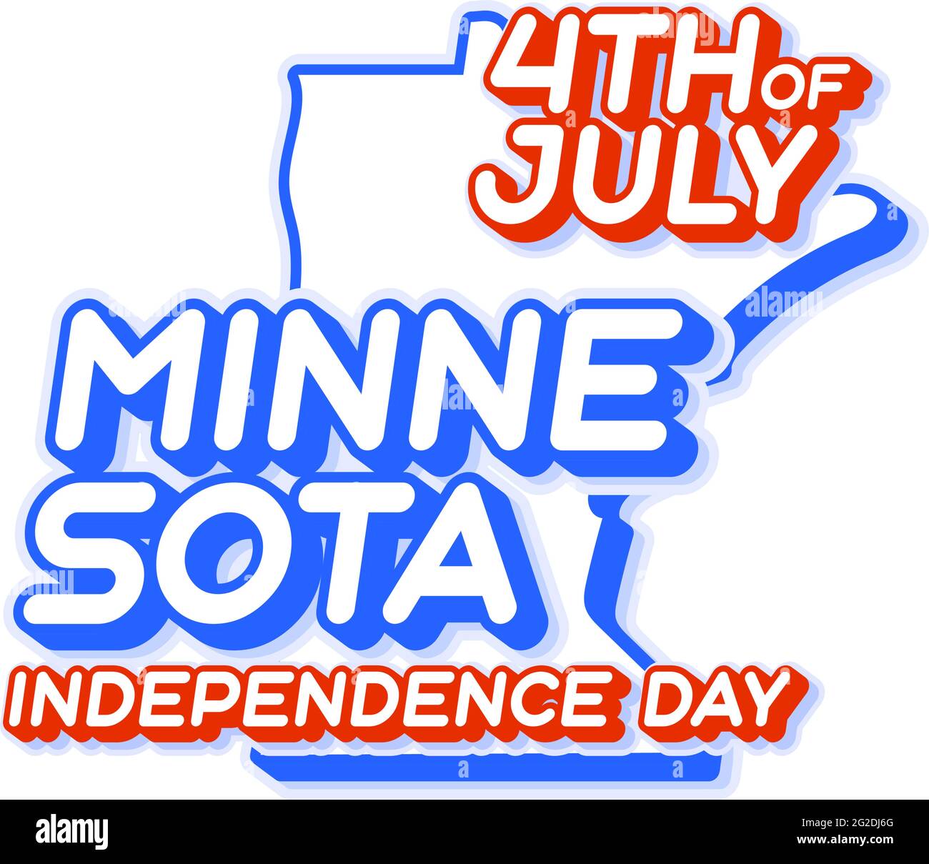 stato del minnesota 4 luglio giorno di indipendenza con mappa e Stati Uniti nazionale colore 3D forma di Stati Uniti Vector Illustrazione Illustrazione Vettoriale