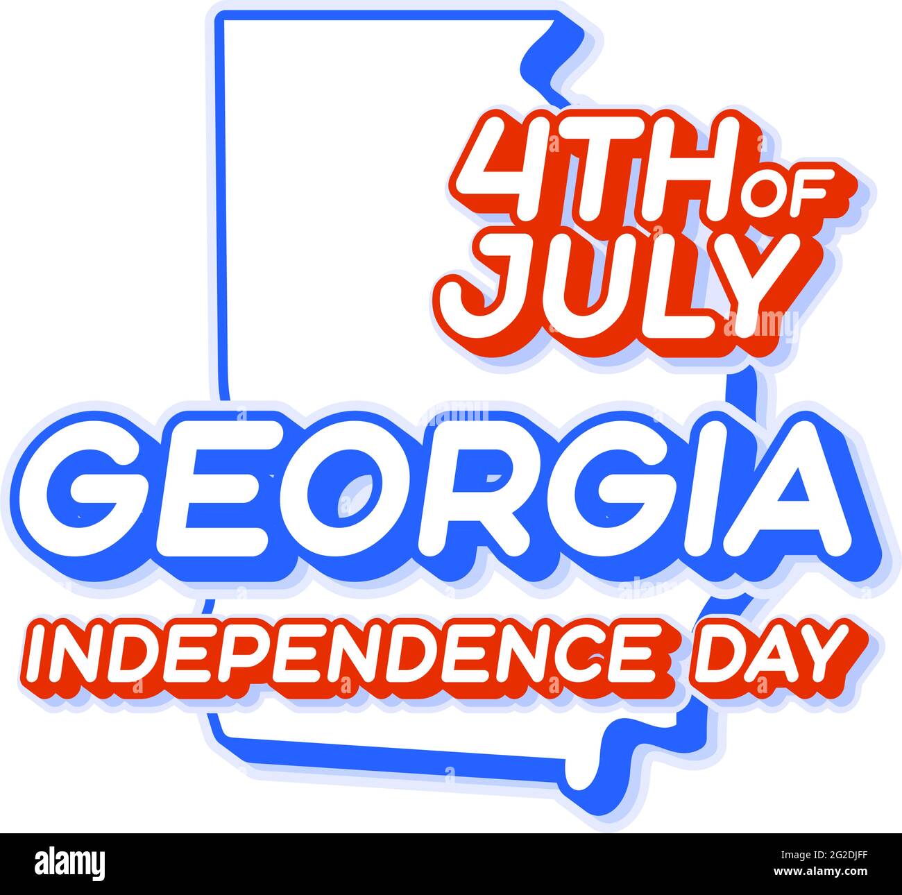 georgia stato 4 luglio giorno di indipendenza con mappa e Stati Uniti nazionale colore 3D forma di Stati Uniti Vector Illustrazione Illustrazione Vettoriale