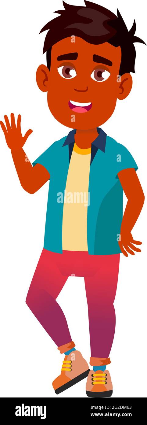 allegro ragazzo indiano felice di vedere la nonna in casa vettore cartoon Illustrazione Vettoriale