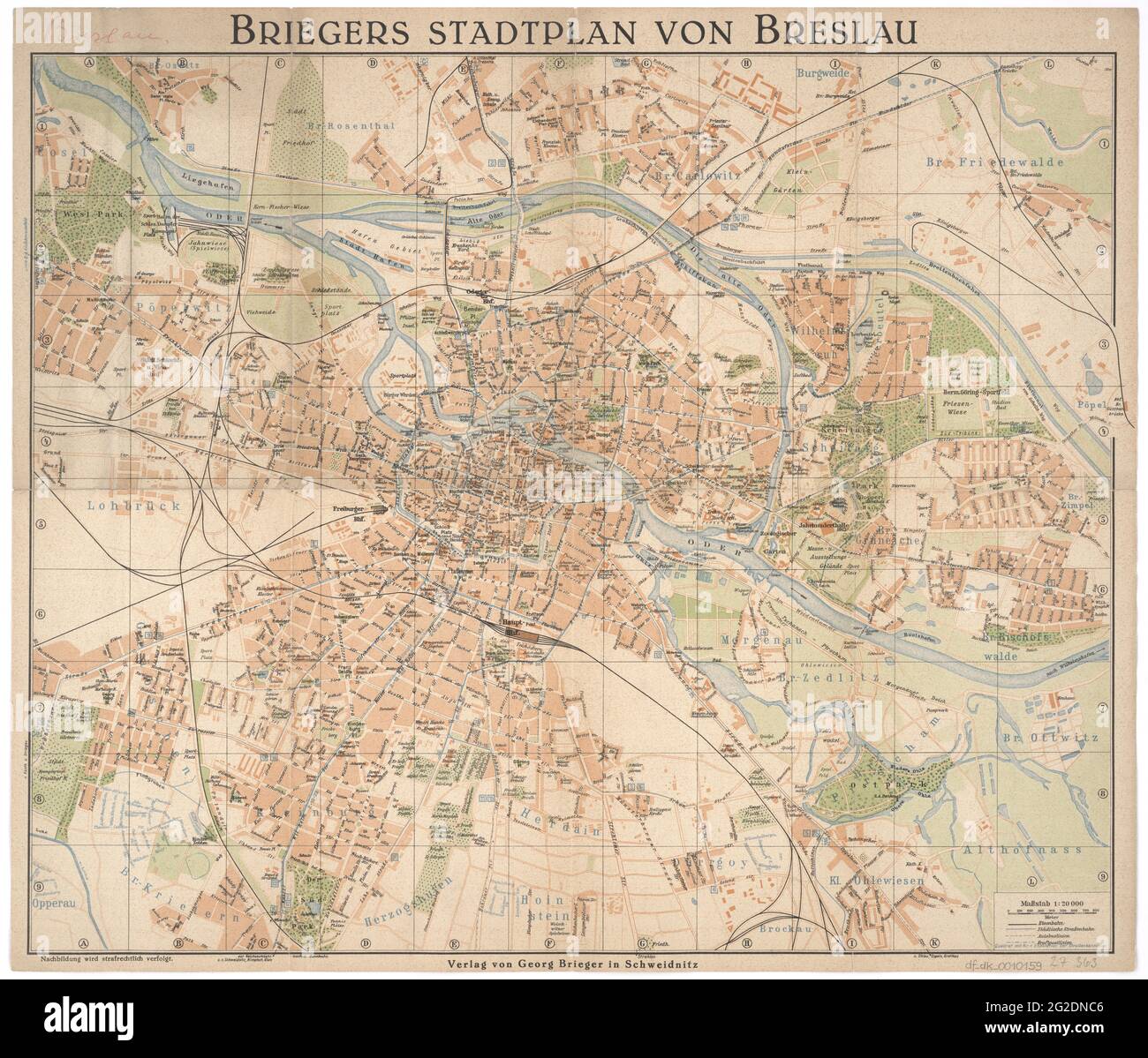 Mappa di Wrocław, Mappa di Wrocław, Vecchia mappa di Wrocław, retro mappa di Wrocław, Breslau mappa, Old Breslau mappa, Wrocław città, Breslaw Stampa, Mappa di Breslavia, Vroclav Foto Stock
