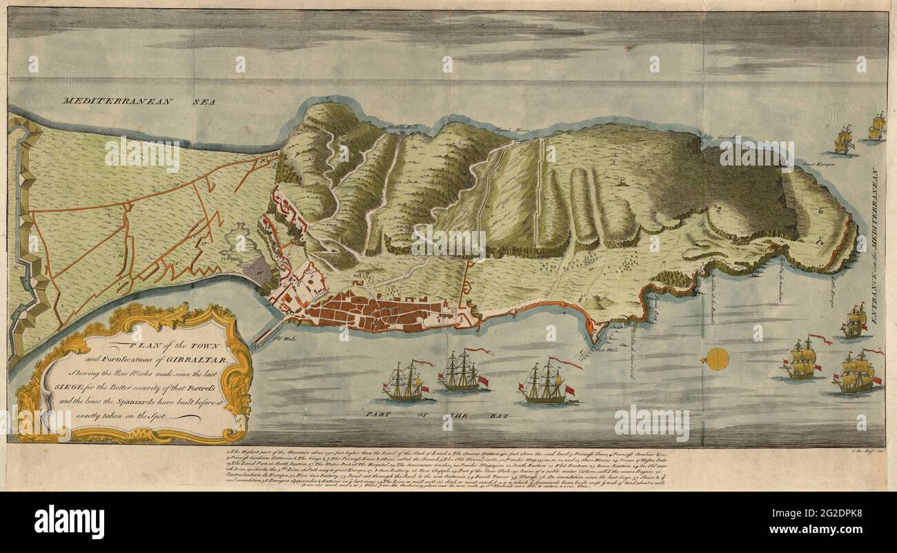 Mappa di Gibilterra, Mappa di Gibilterra, Mappe di Gibilterra, Mappa di Gibilterra d'epoca, Mappa di Gibilterra d'epoca, Mappa di Gibilterra Vecchia, Mappa di Gibilterra Antica, Mappa Vecchia Foto Stock