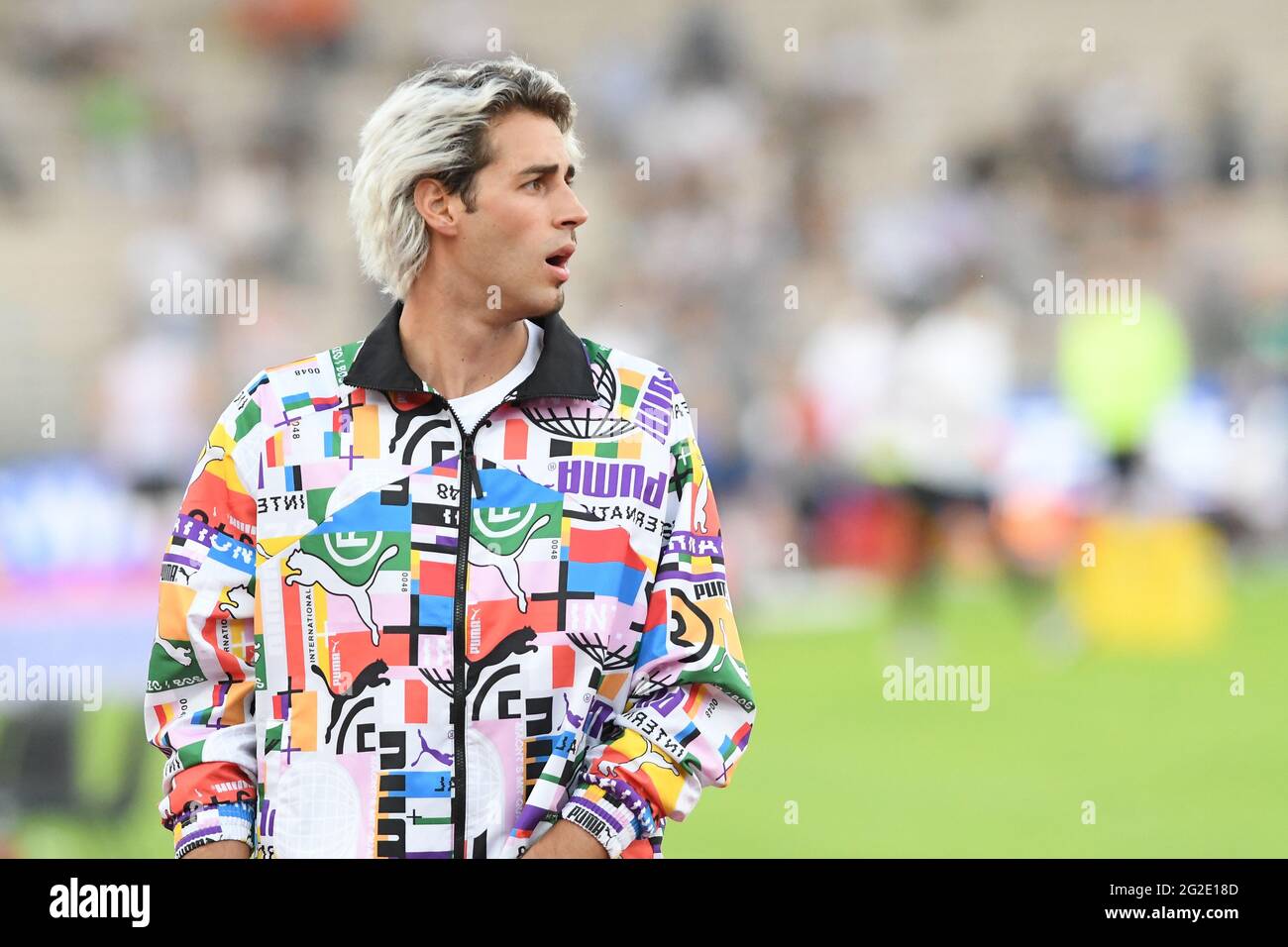 ASIC Firenze Marathon Stadium, Firenze, Italia. 10 Giugno 2021. Gianmarco tamberi (Italia) Grande salto durante la Wanda Diamond League 2021 - Golden Gala Pietro Mennea, Atletica Internationals - Foto Filippo Tomasi/LM Credit: Live Media Publishing Group/Alamy Live News Foto Stock