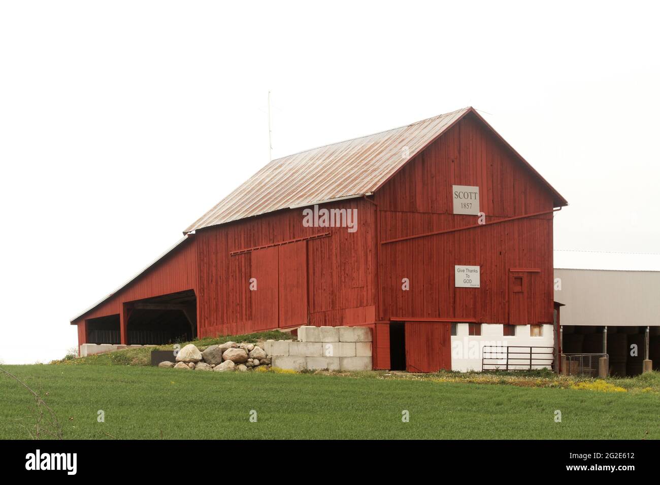 Grande fienile del 19 ° secolo in Ohio rurale, Stati Uniti Foto Stock
