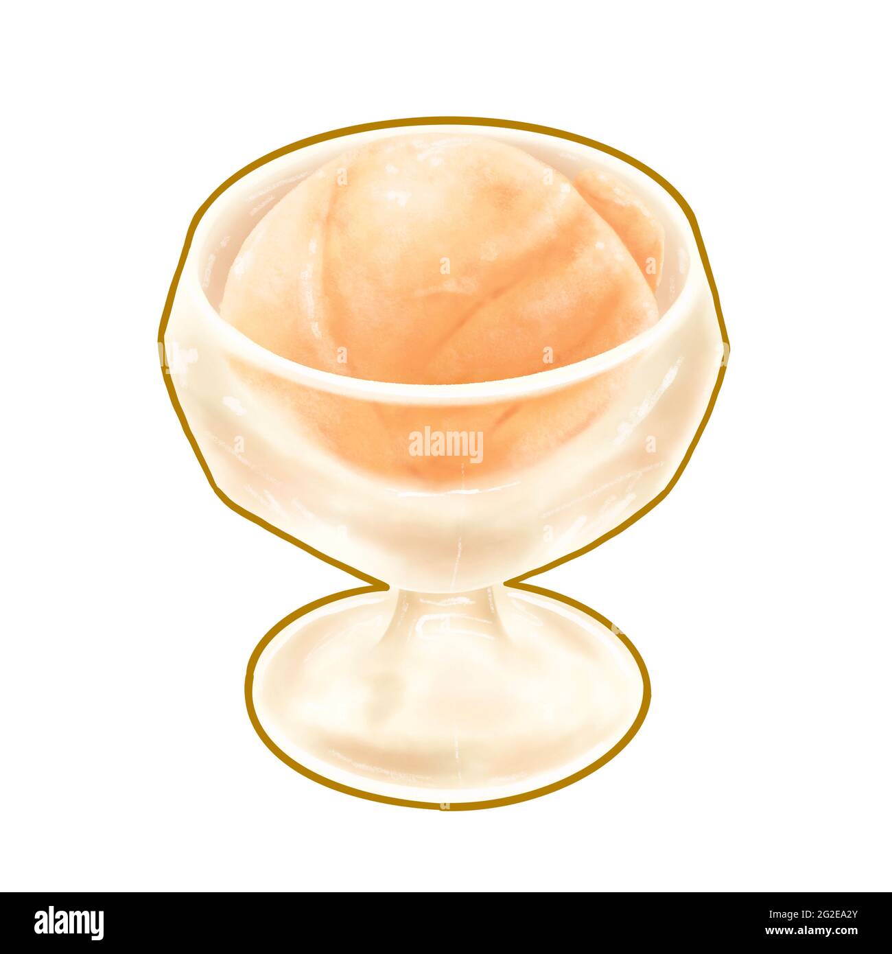 Paletta per gelato, un dipinto digitale di una piccola tazza di vetro di gelato alla vaniglia griglia di dessert 3D illustrazione isolata su sfondo bianco. Foto Stock