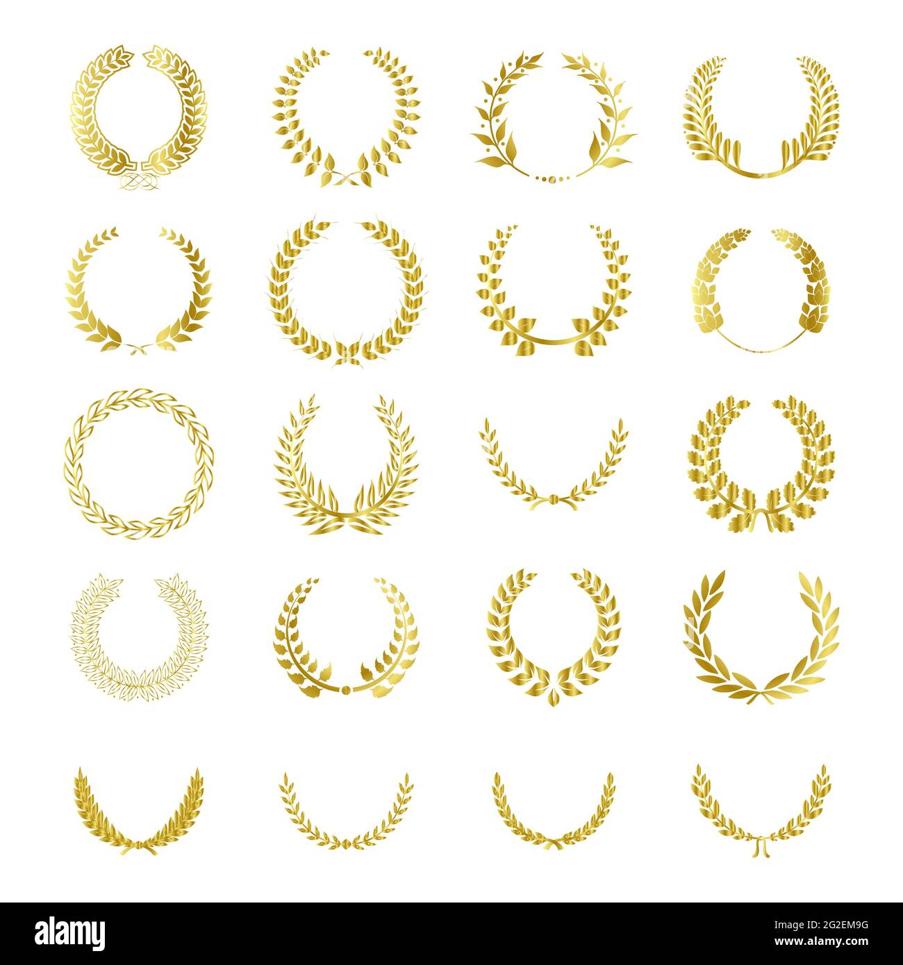 Corone auree su sfondo bianco Illustrazione Vettoriale