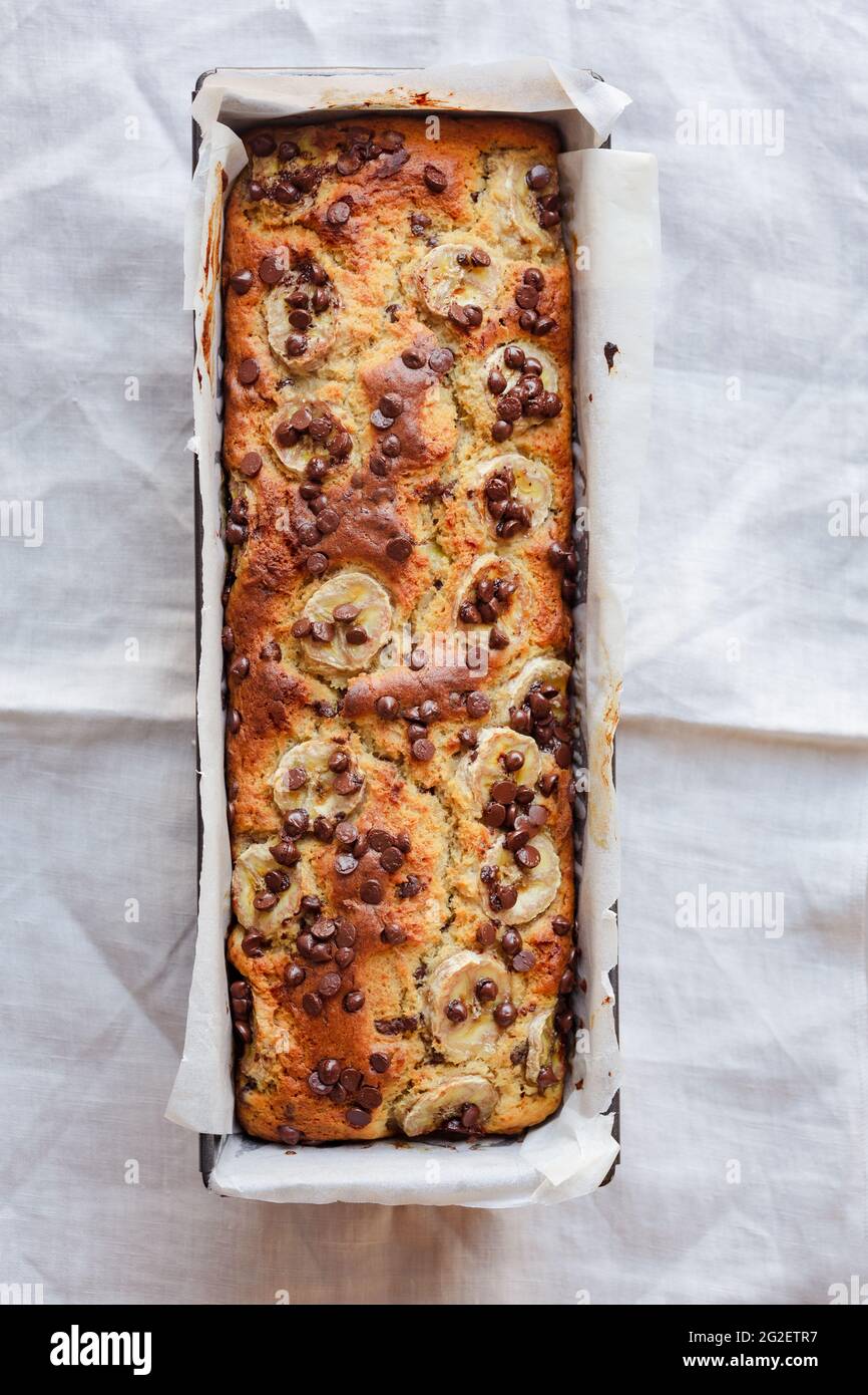 Direttamente sopra il colpo di pane alla banana in una torta di pan Foto Stock