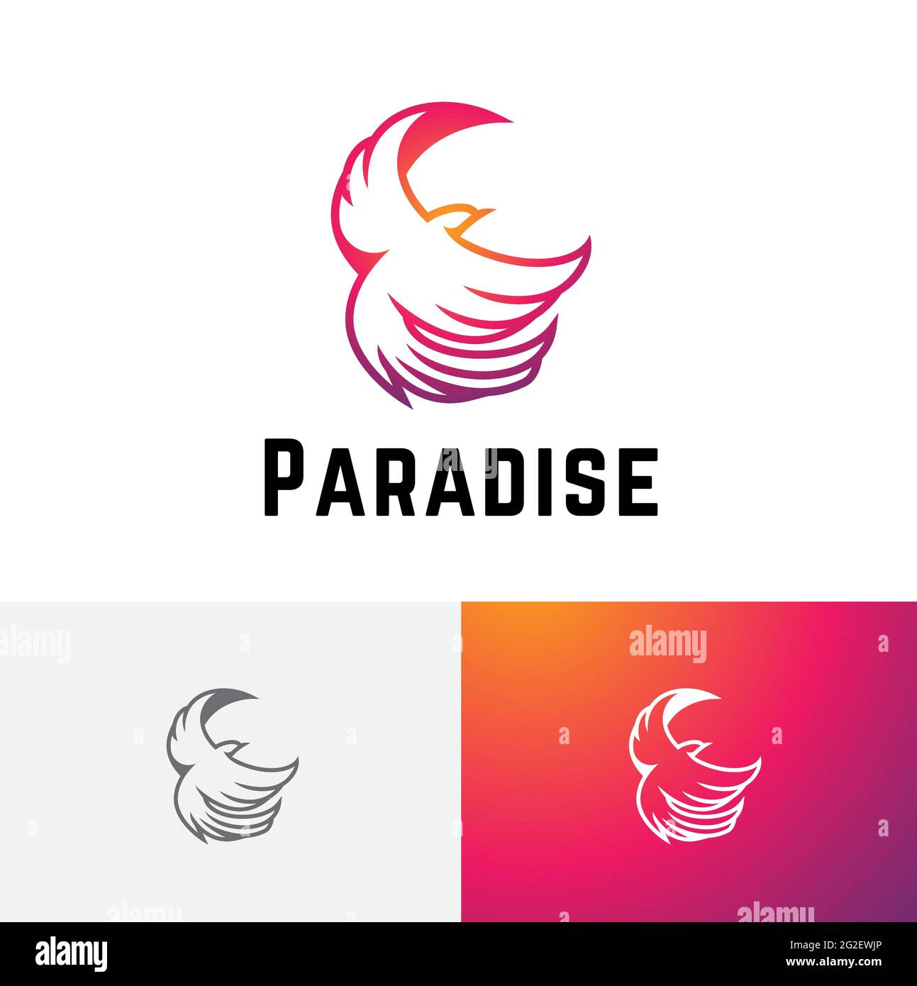 Logo dello zoo Beautiful Paradise Bird Fire Phoenix Flying Wildlife Reserve Illustrazione Vettoriale