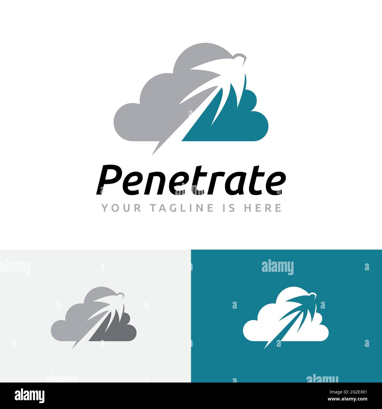 Swallow Bird Fly High penetrate Cloud Internet Technology Logo Illustrazione Vettoriale
