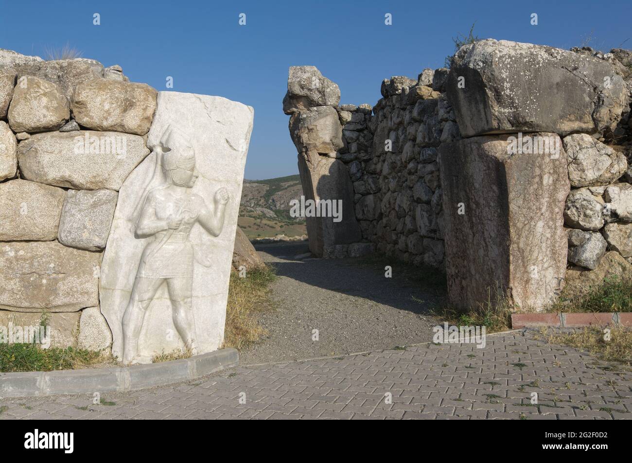 Monumento storico di archeologia in Turchia la porta del Re a Hattusa capitale dell'Impero Hittita, Cappadocia Foto Stock