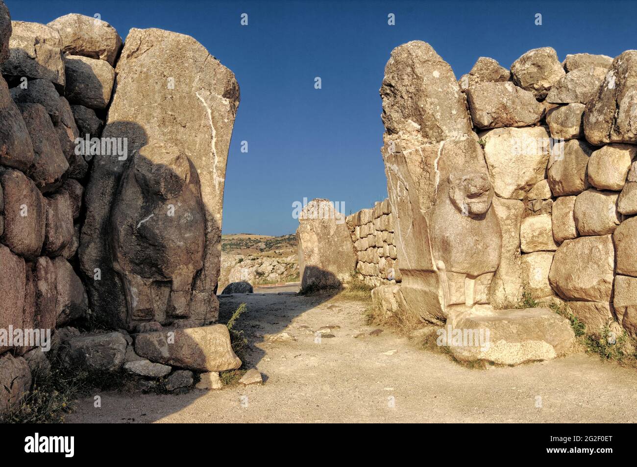 Monumento storico di archeologia in Turchia la porta del Leone a Hattusa capitale dell'Impero Hittita, Cappadocia Foto Stock