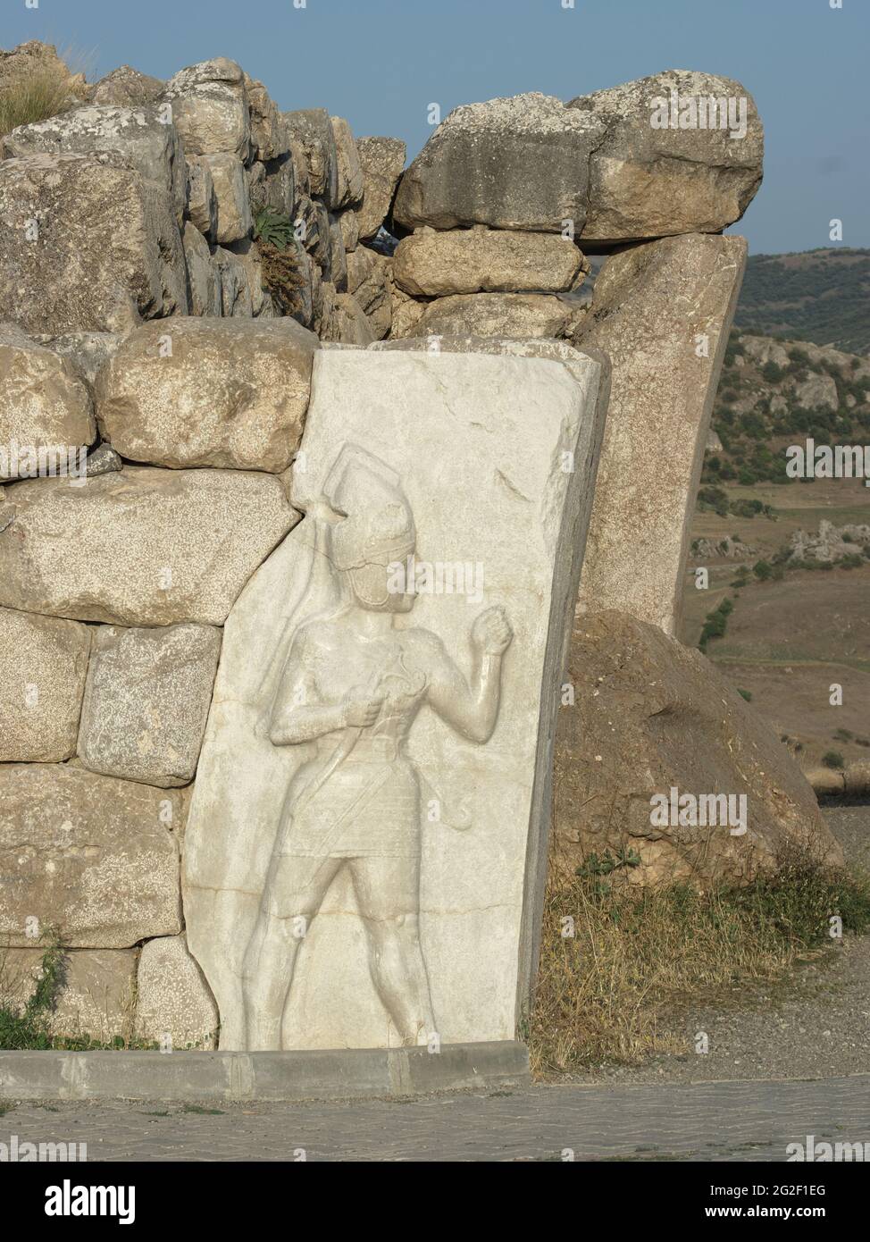 Monumento storico di archeologia in Turchia la porta del Re a Hattusa capitale dell'Impero Hittita, Cappadocia Foto Stock