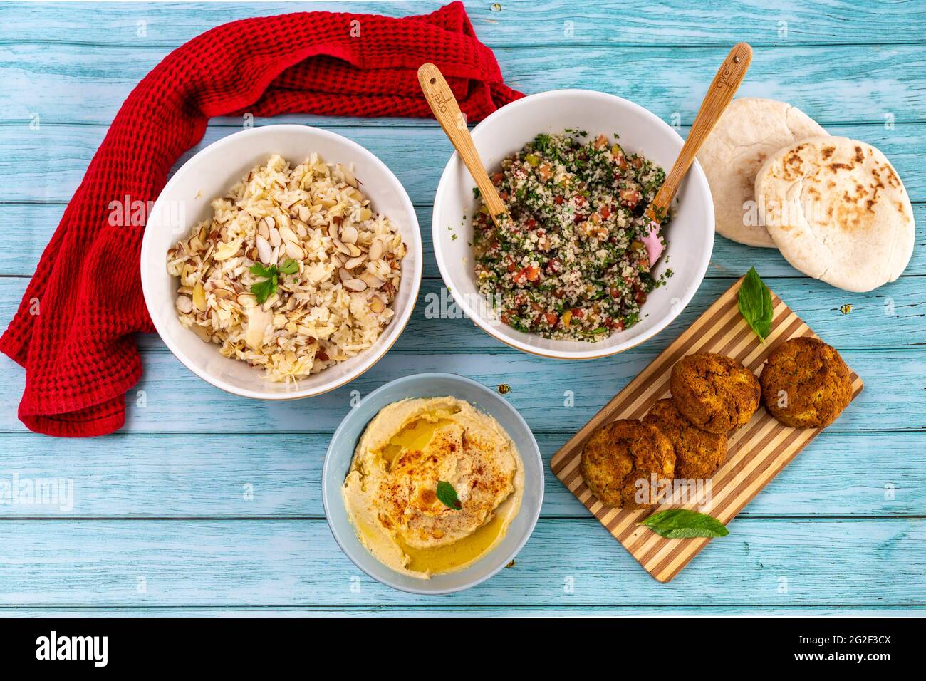 Assortimento di piatti libanesi, cibo tradizionale Foto Stock