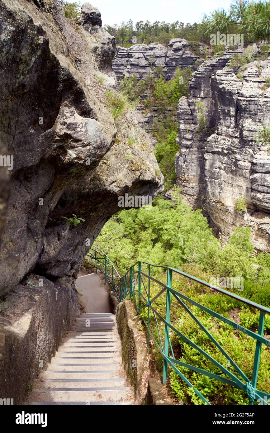 Rocce nel parco nazionale Ceske Svycarsko o Boemia Svizzera Foto Stock