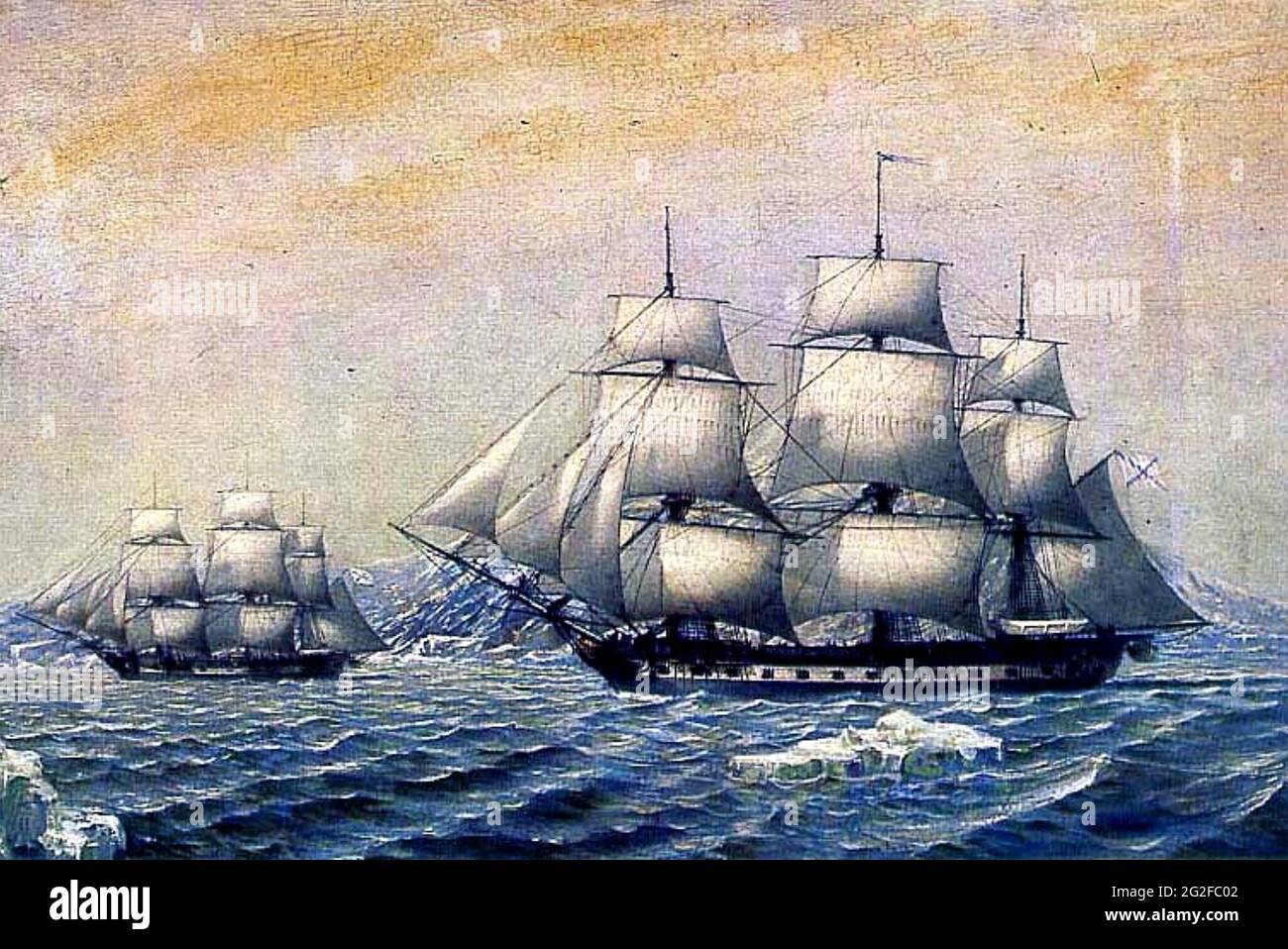 FABIAN von BELLINGSHAUSEN (1778-1852) la nave da guerra Vostok in cui l'ufficiale navale russo scoprì l'Antartide Foto Stock