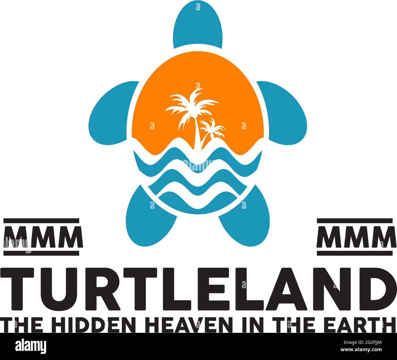 Modello vettoriale per il design del logo Turtle Land Resort Illustrazione Vettoriale