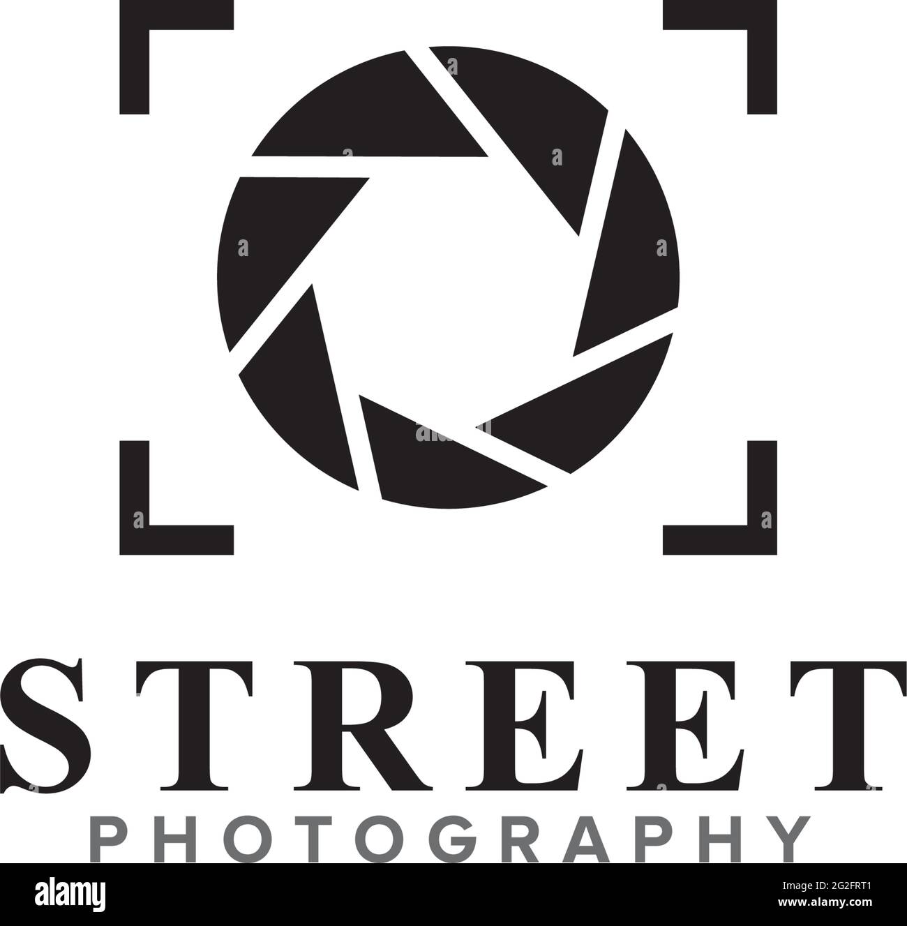 Modello vettoriale di disegno del logo della fotografia di strada Illustrazione Vettoriale