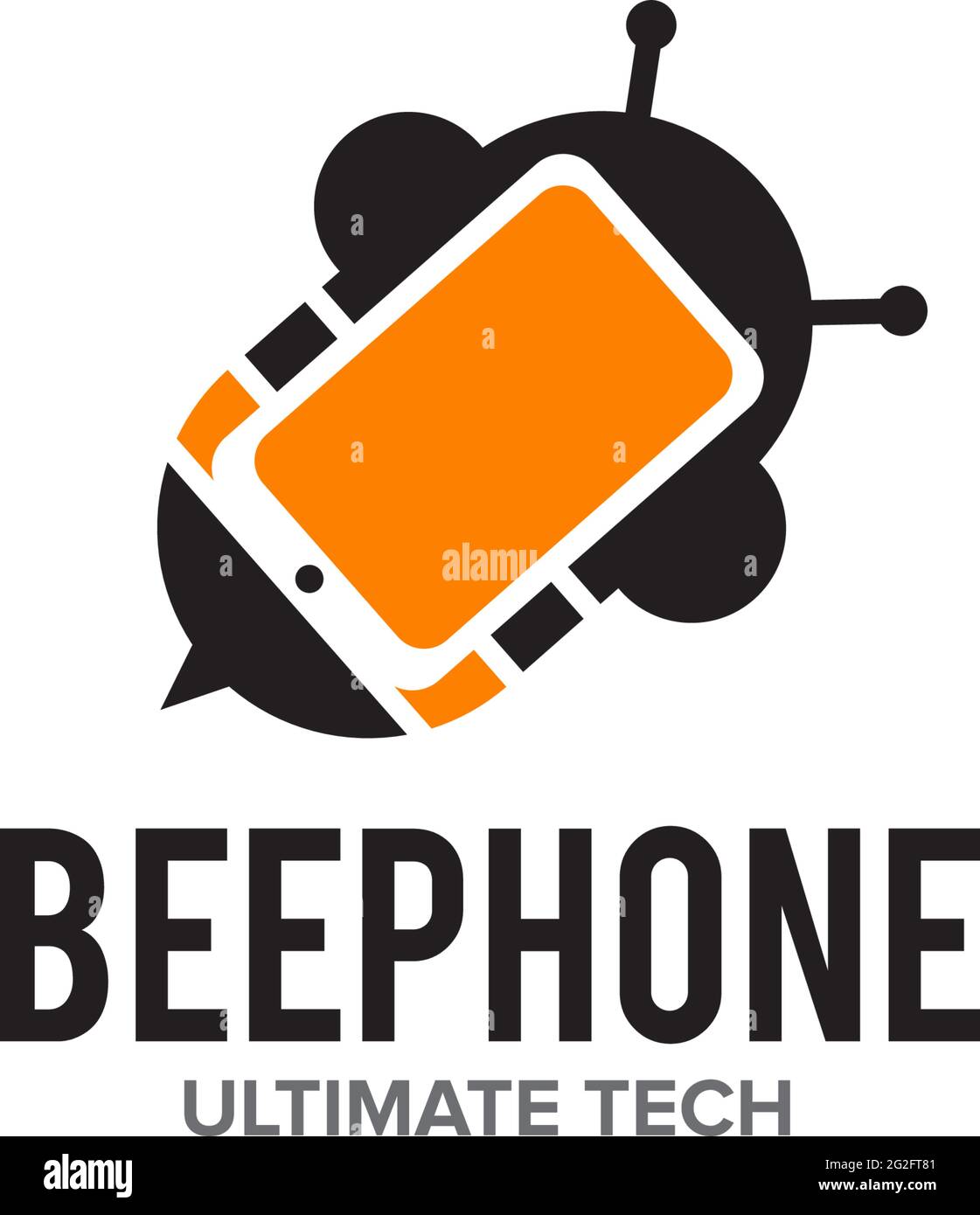 Modello vettoriale per il design del logo del telefono Bee Illustrazione Vettoriale