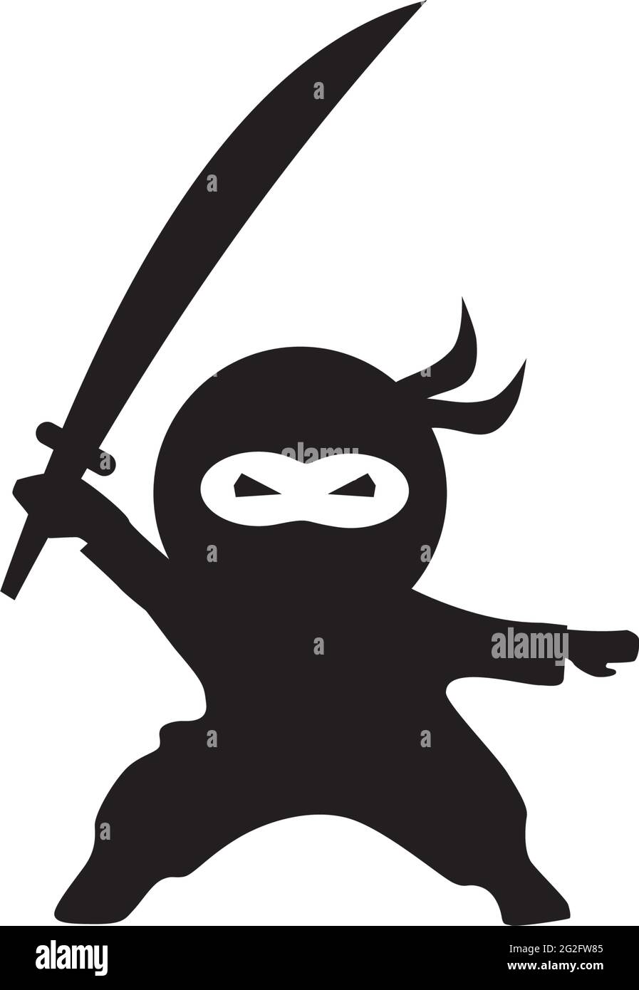 Modello vettoriale per la progettazione di icone ninja nere Illustrazione Vettoriale